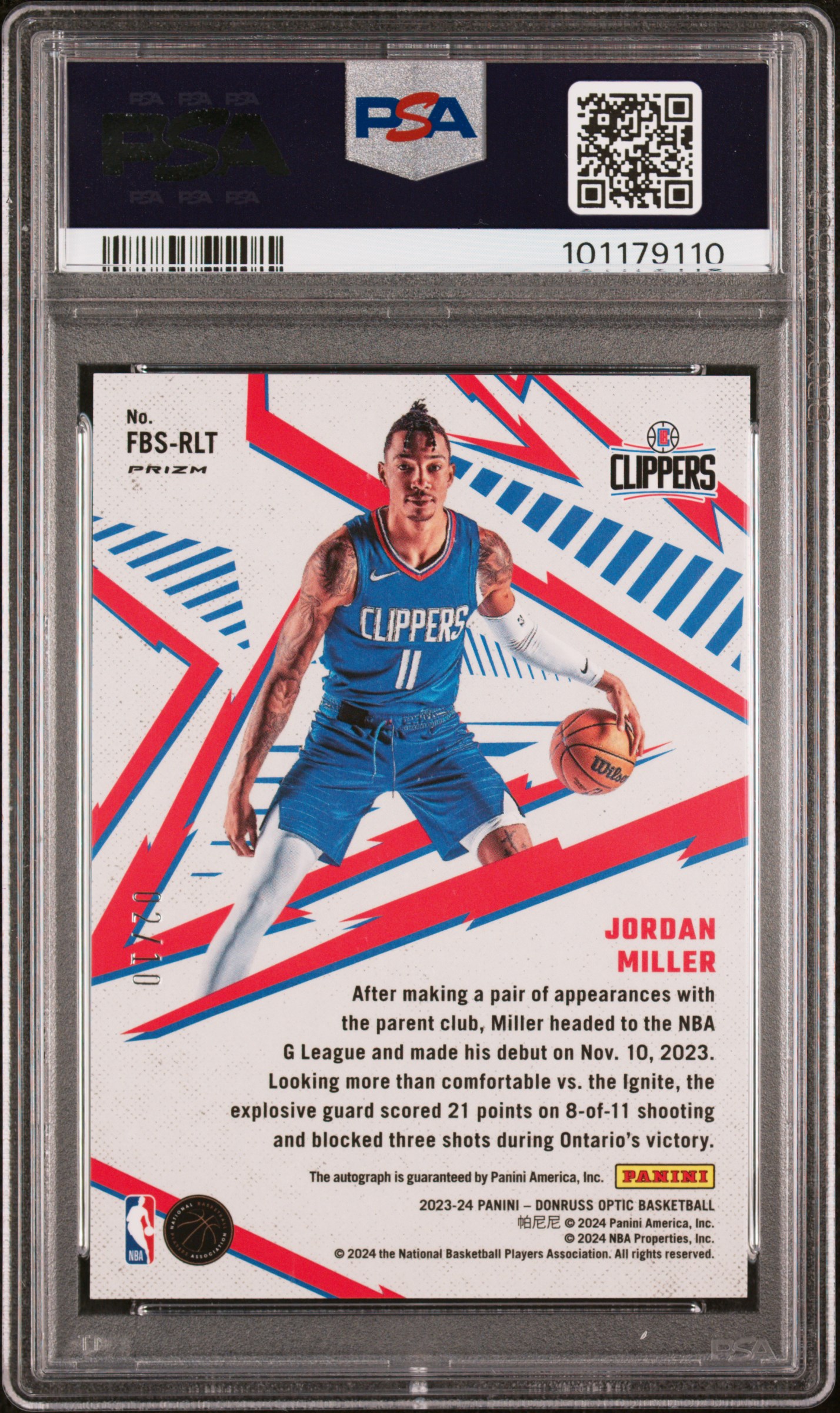 2023 Panini Donruss Optic Fast Break Signatures Jordan Miller #Fbsrlt (Fast Break Signature-Gold) Mint 9 back