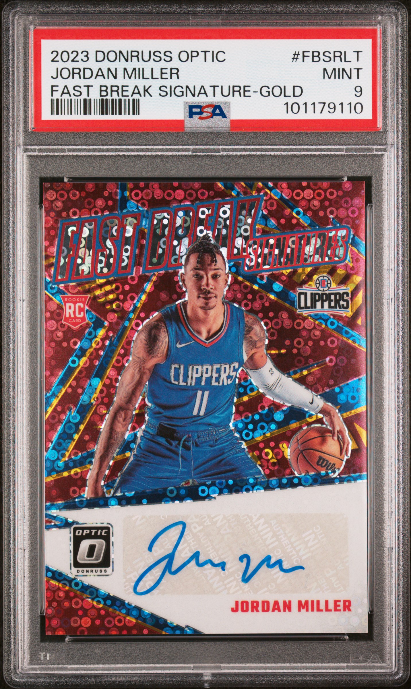 2023 Panini Donruss Optic Fast Break Signatures Jordan Miller #Fbsrlt (Fast Break Signature-Gold) Mint 9 front
