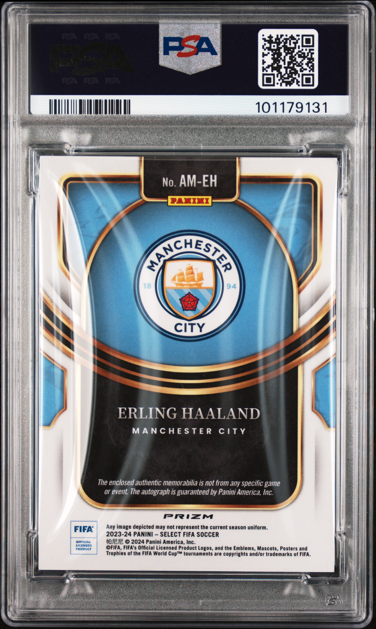 2023-24 Panini Select Fifa Autographed Memorabilia Erling Haaland #Ameh Mint 9 back