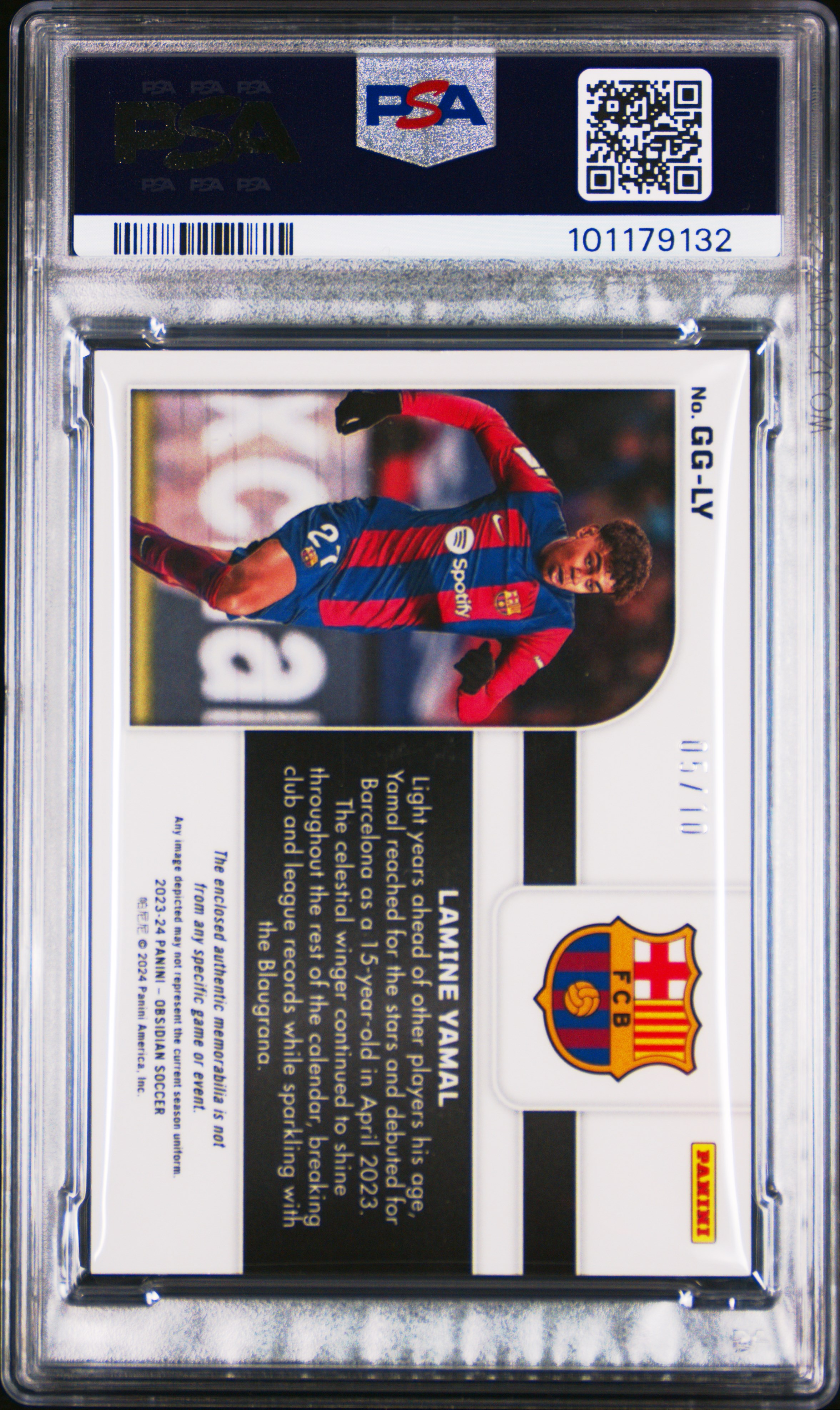 2023 Panini Obsidian Galaxy Gear Relics Lamine Yamal #Ggly (Galaxy Gear Rlc-Ee Yellow) Nm-Mt 8 back