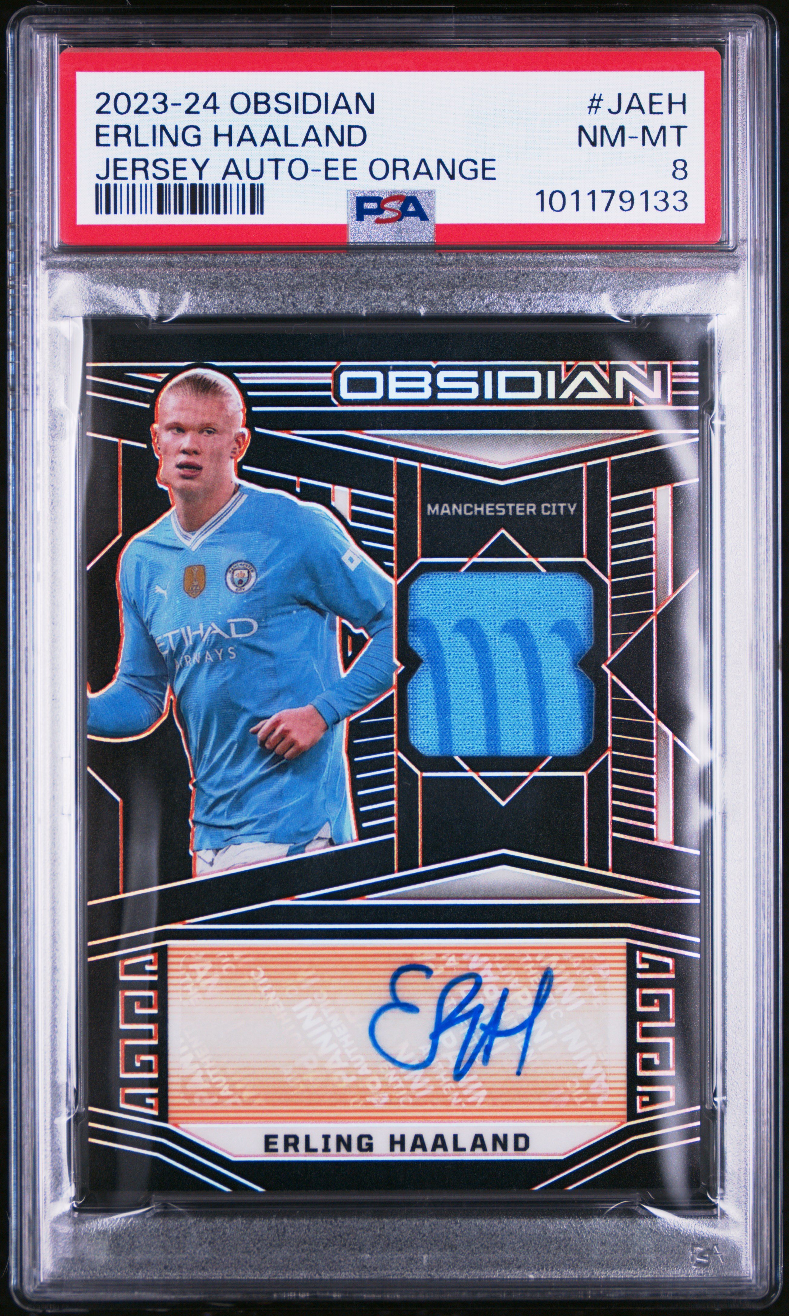 2023 Panini Obsidian Jersey Autographs Erling Haaland #Jaeh (Jersey Auto-Ee Orange) Nm-Mt 8 front