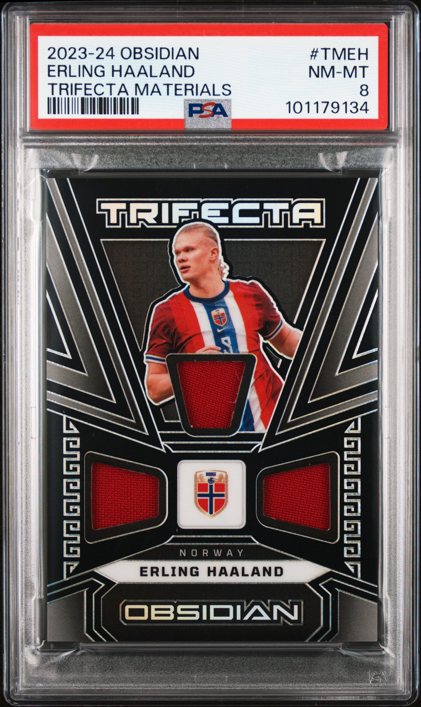 2023 Panini Obsidian Trifecta Materials Erling Haaland #Tmeh Nm-Mt 8 front
