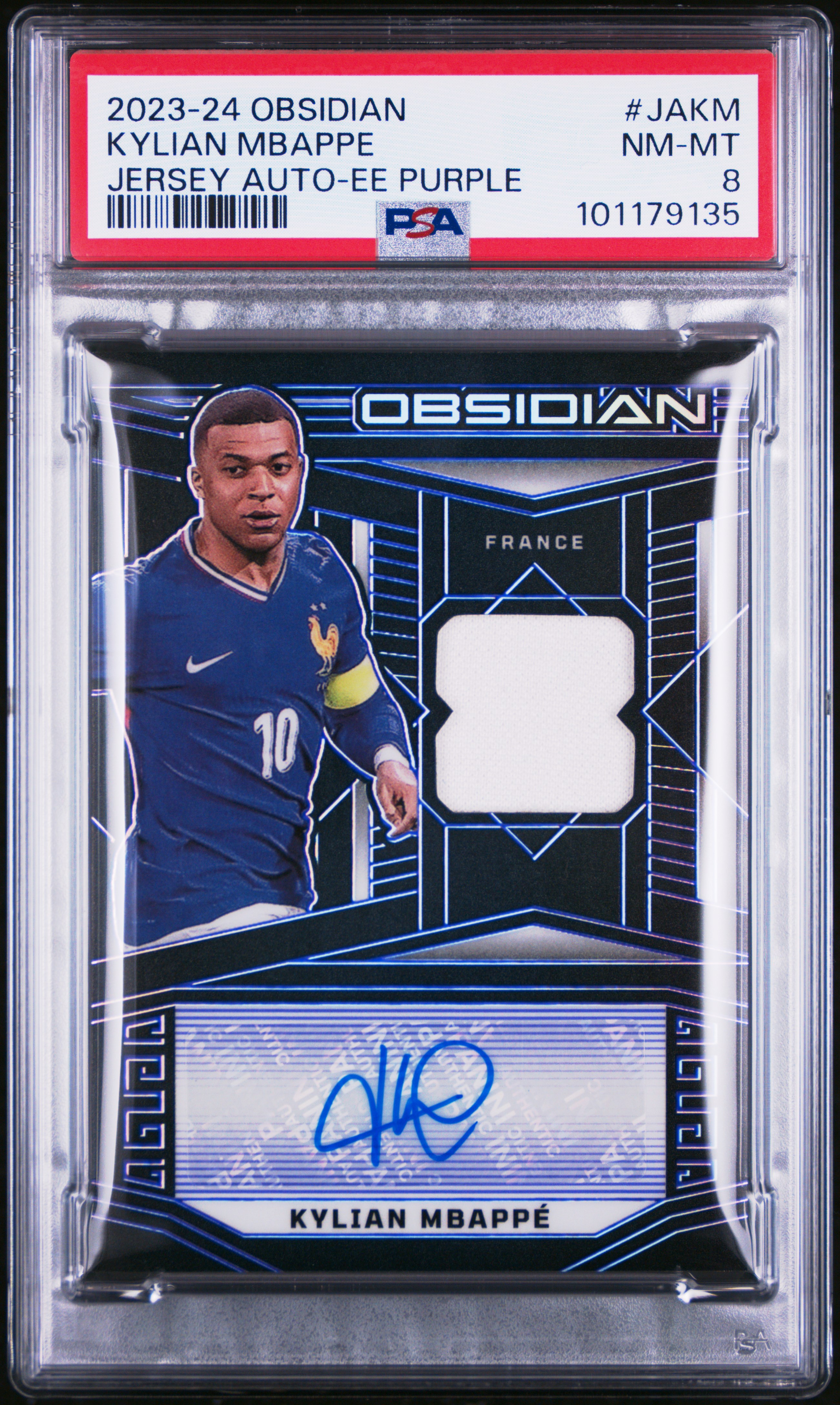 2023 Panini Obsidian Jersey Autographs Kylian Mbappe #Jakm (Jersey Auto-Ee Purple) Nm-Mt 8 front