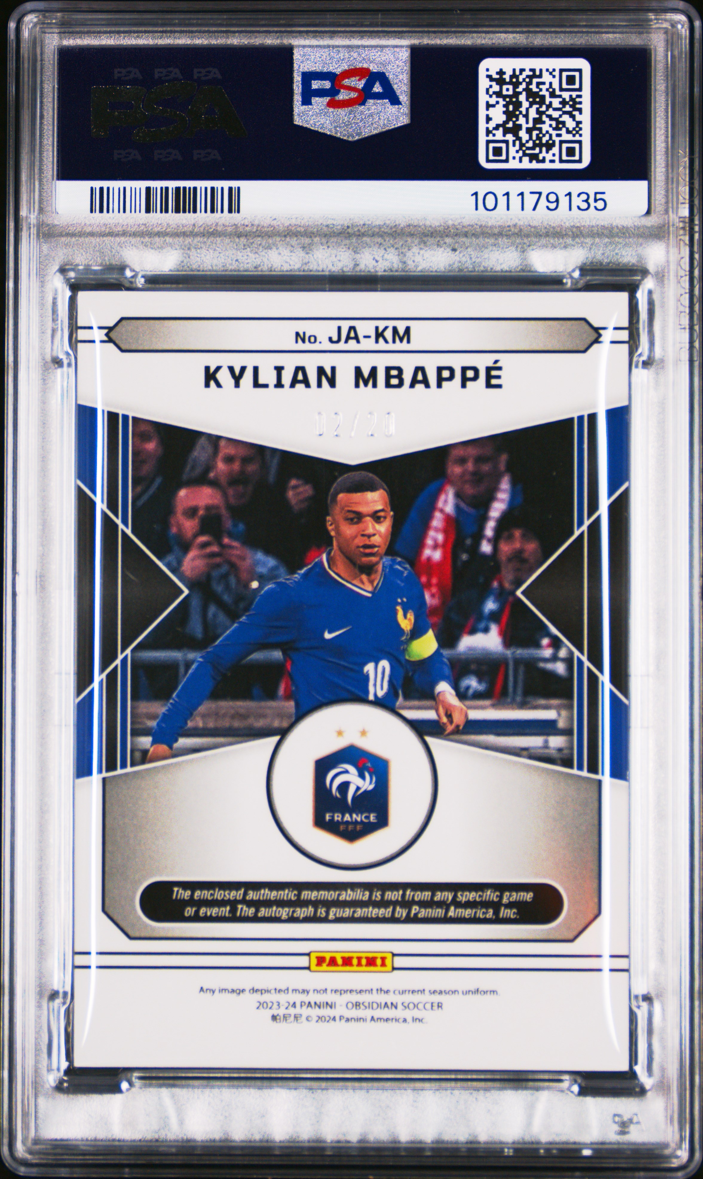 2023 Panini Obsidian Jersey Autographs Kylian Mbappe #Jakm (Jersey Auto-Ee Purple) Nm-Mt 8 back