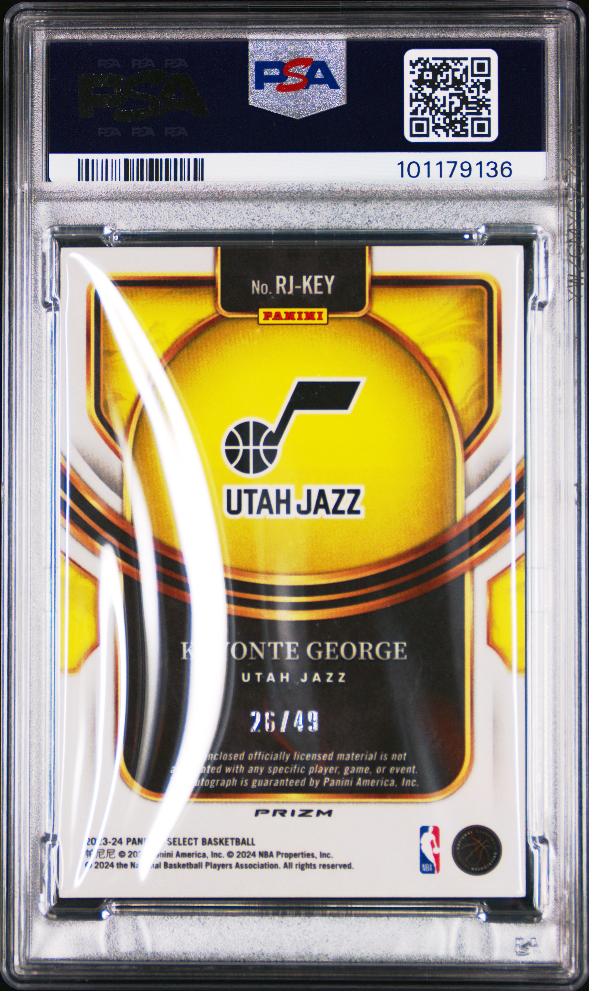 2023 Panini Select Rookie Jersey Autographs Keyonte George #Rjkey (Rookie Jersey Au-Blue Prizm) Nm-Mt 8 back
