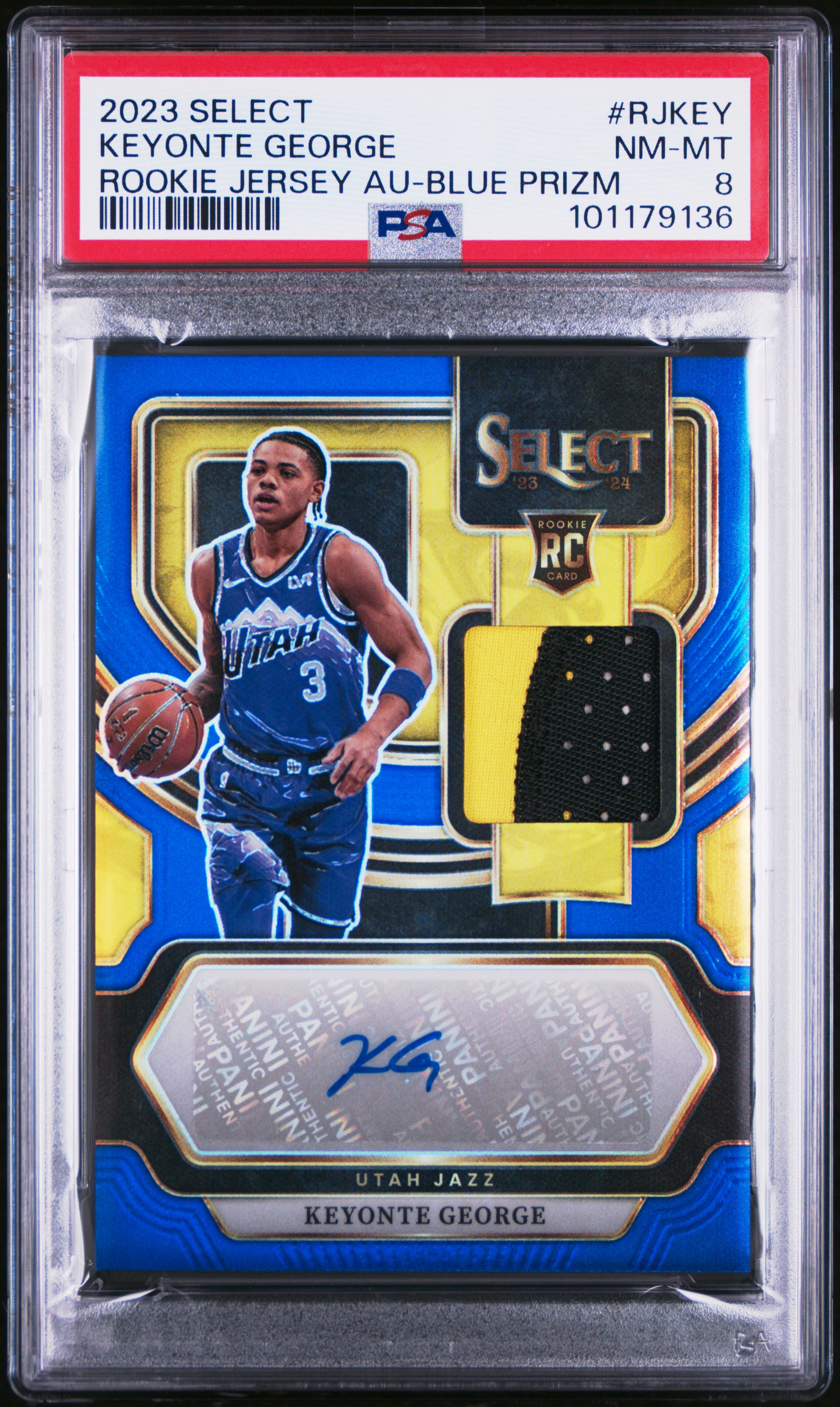 2023 Panini Select Rookie Jersey Autographs Keyonte George #Rjkey (Rookie Jersey Au-Blue Prizm) Nm-Mt 8 front