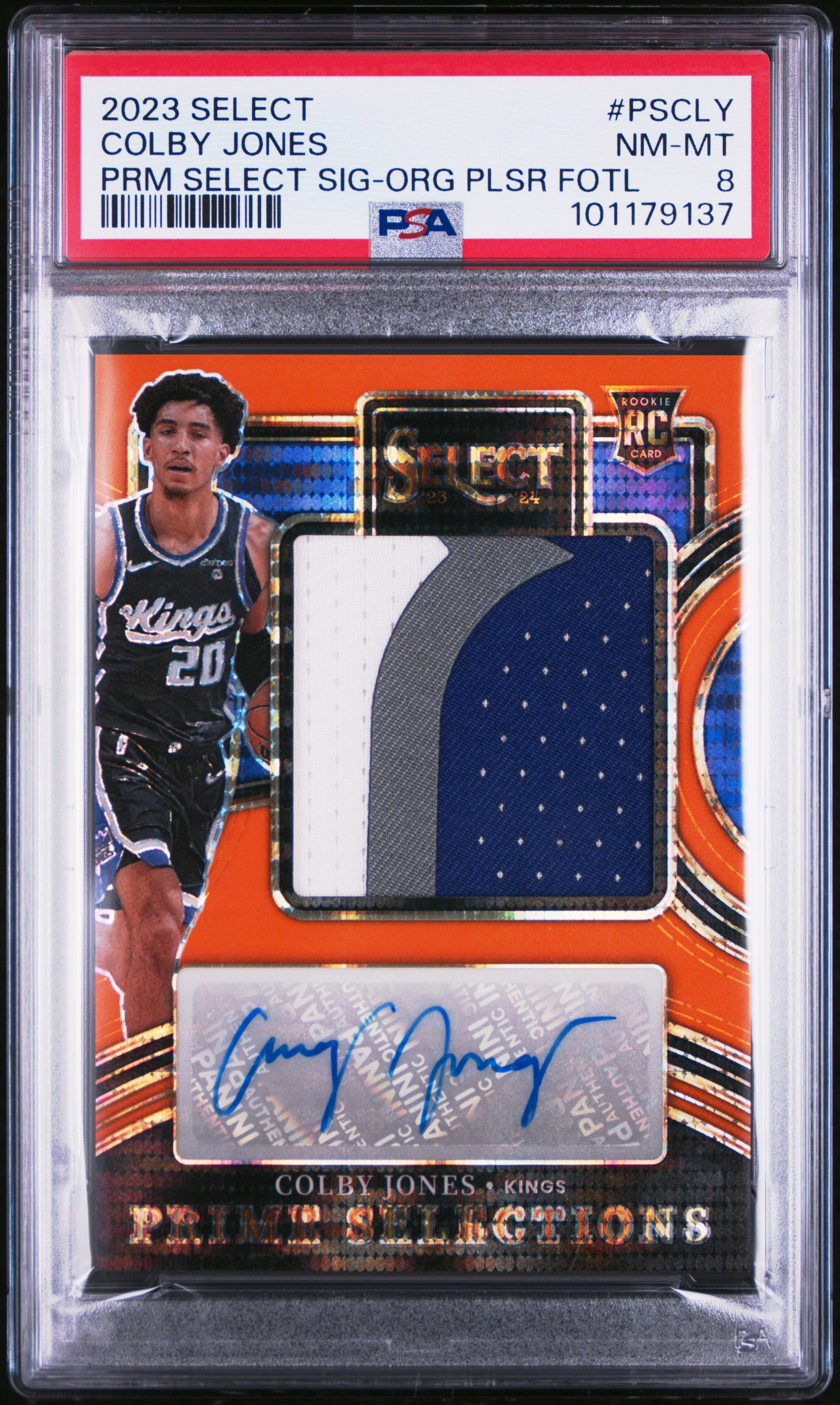 2023 Panini Select Prime Selections Signatures Colby Jones #Pscly (Prm Select Sig-Org Plsr Fotl) Nm-Mt 8 front