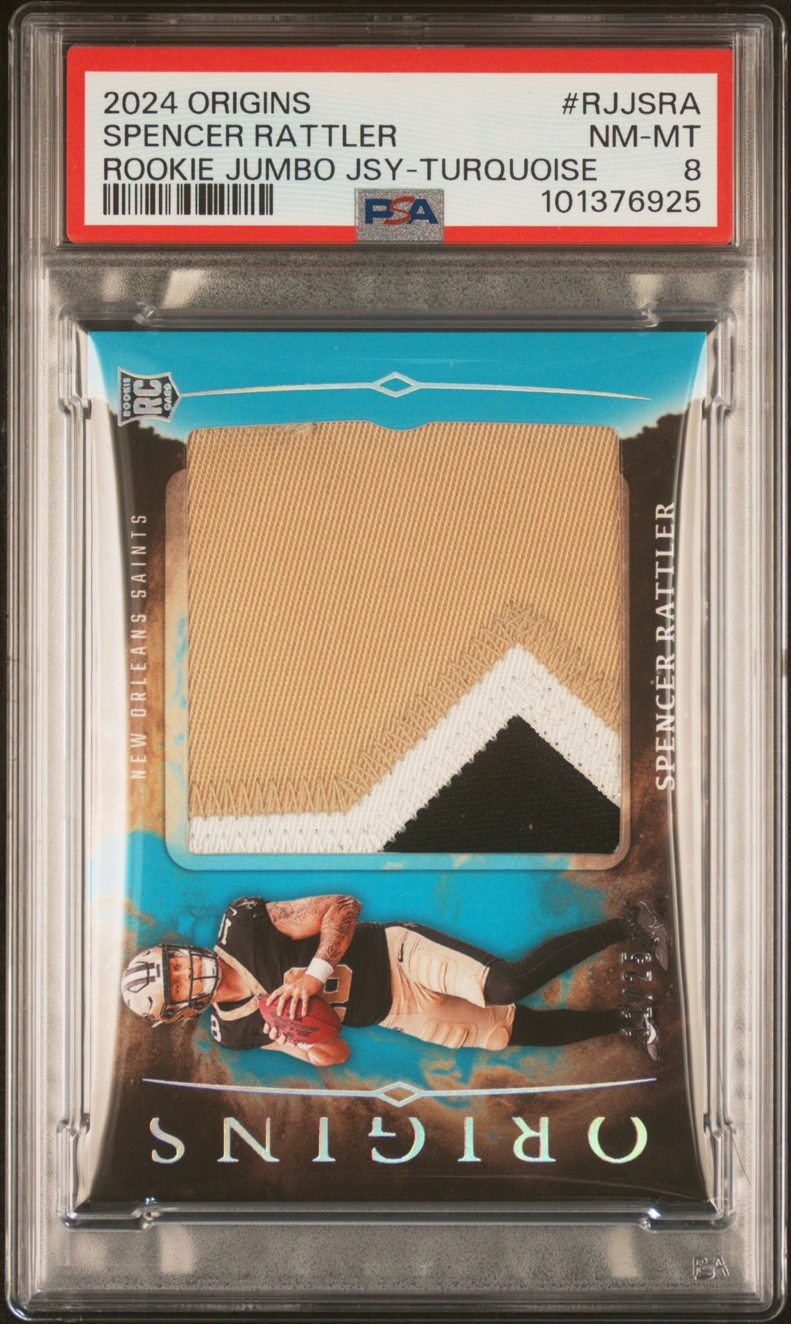 2024 Panini PANINI ORIGINS ROOKIE JUMBO JERSEY ROOKIE JUMBO JSY-TURQUOISE #RJJSRA Spencer Rattler front