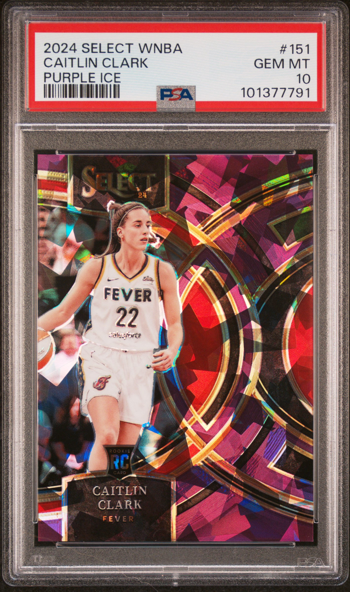 2024 Panini Select Wnba Caitlin Clark #151 (Purple Ice) Gem Mt 10 front