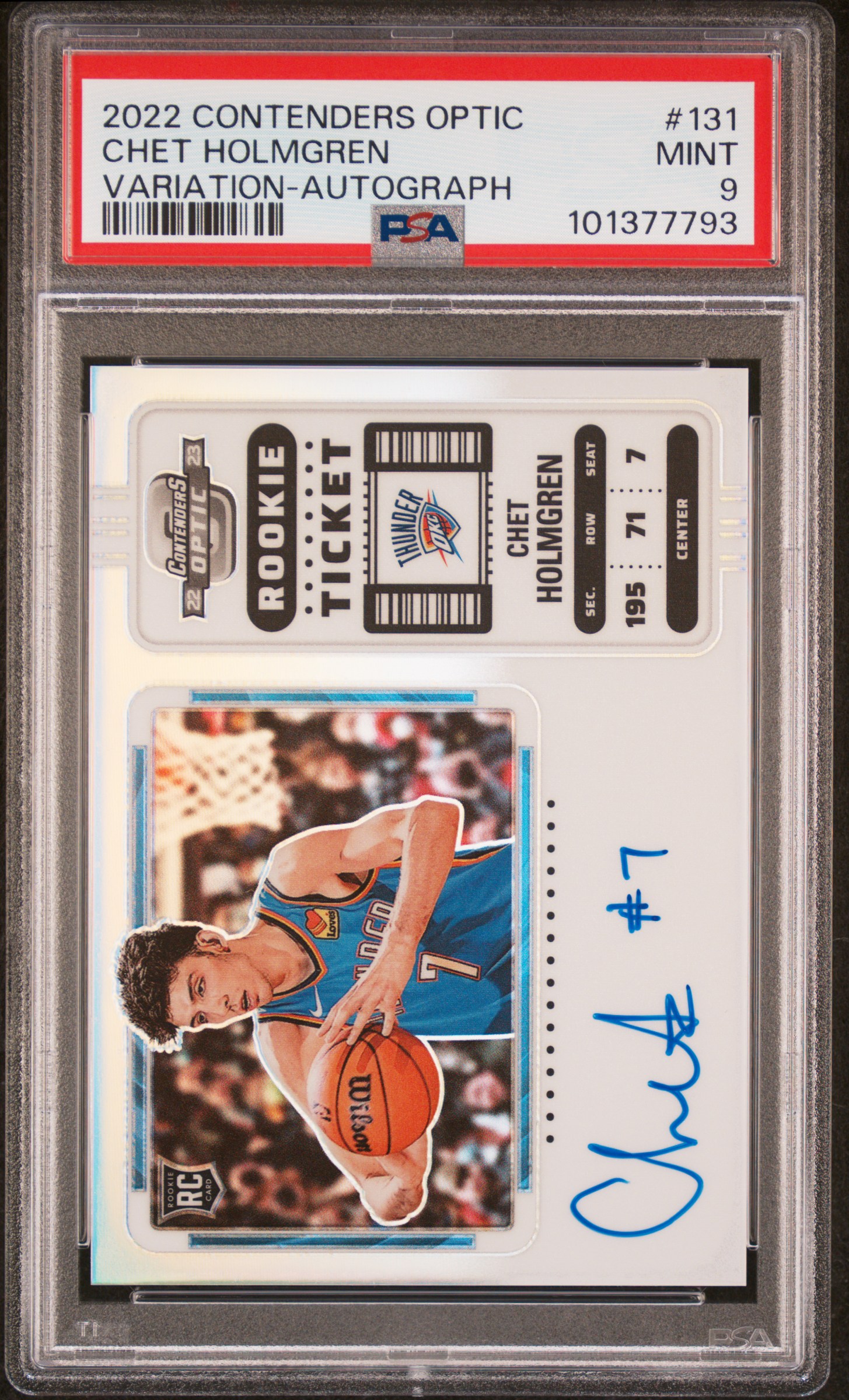 2022 Panini Contenders Optic Chet Holmgren #131 (Variation-Autograph) Mint 9 front