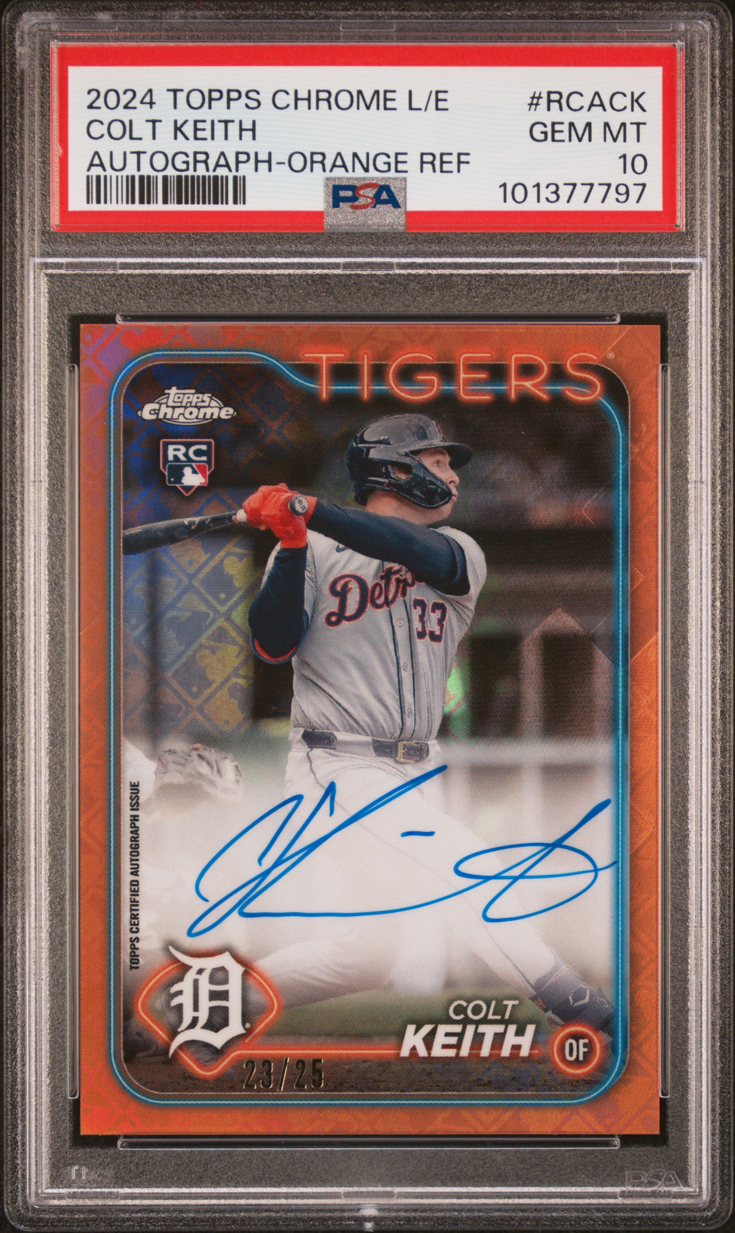 2024 Topps Chrome Logofractor Edition Mlb Refractor Chrome Autographs Colt Keith #Rcack (Autograph-Orange Ref) Gem Mt 10 front