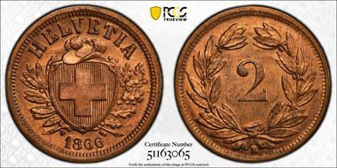 1866 B 2 Rap MS65RD