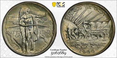 1936 50C Oregon MS67