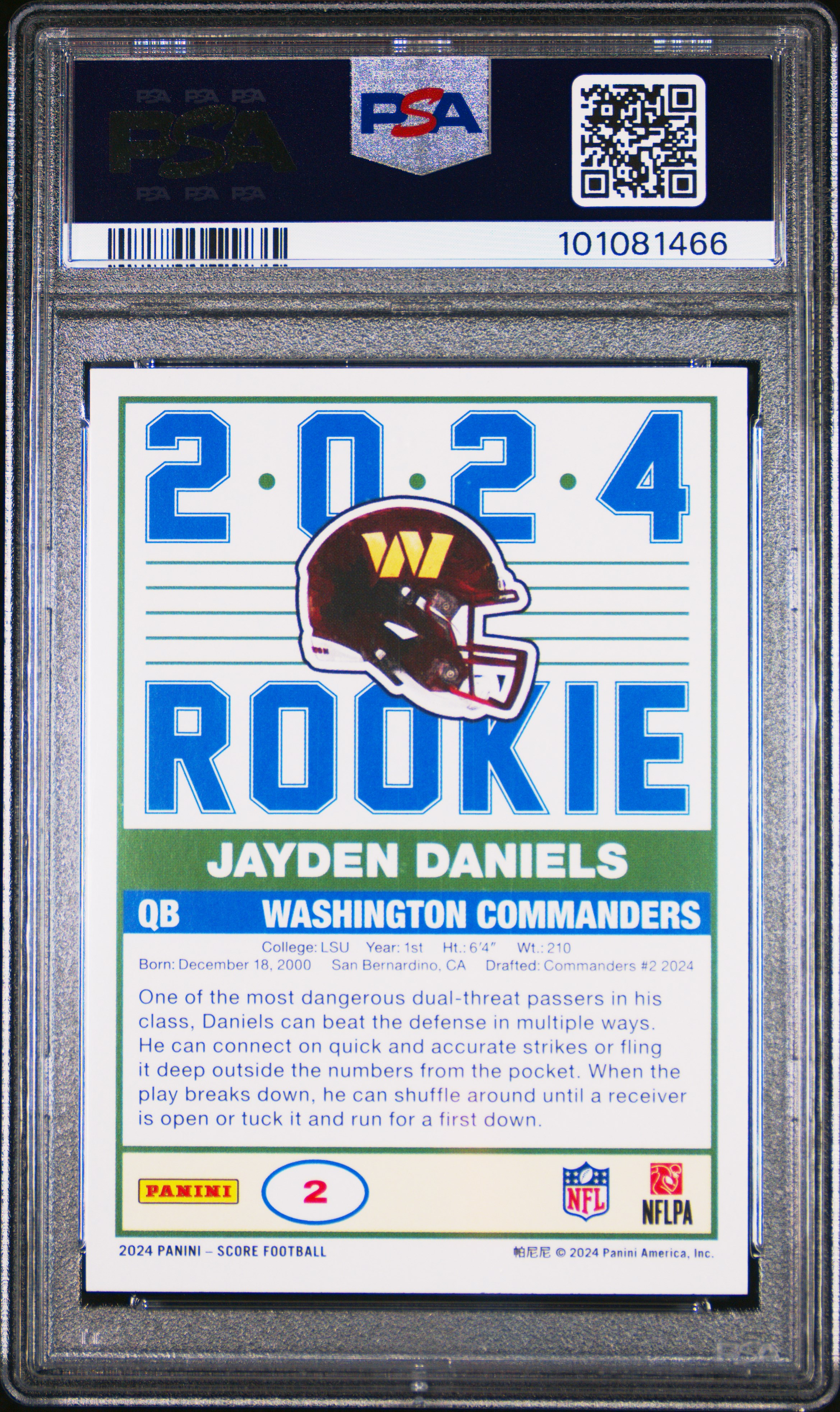 2024 Panini Score 35Th Anniversary Rookie Jayden Daniels #2 Mint 9 back