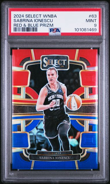2024 Panini Select Wnba Sabrina Ionescu #63 (Red & Blue Prizm) Mint 9 front
