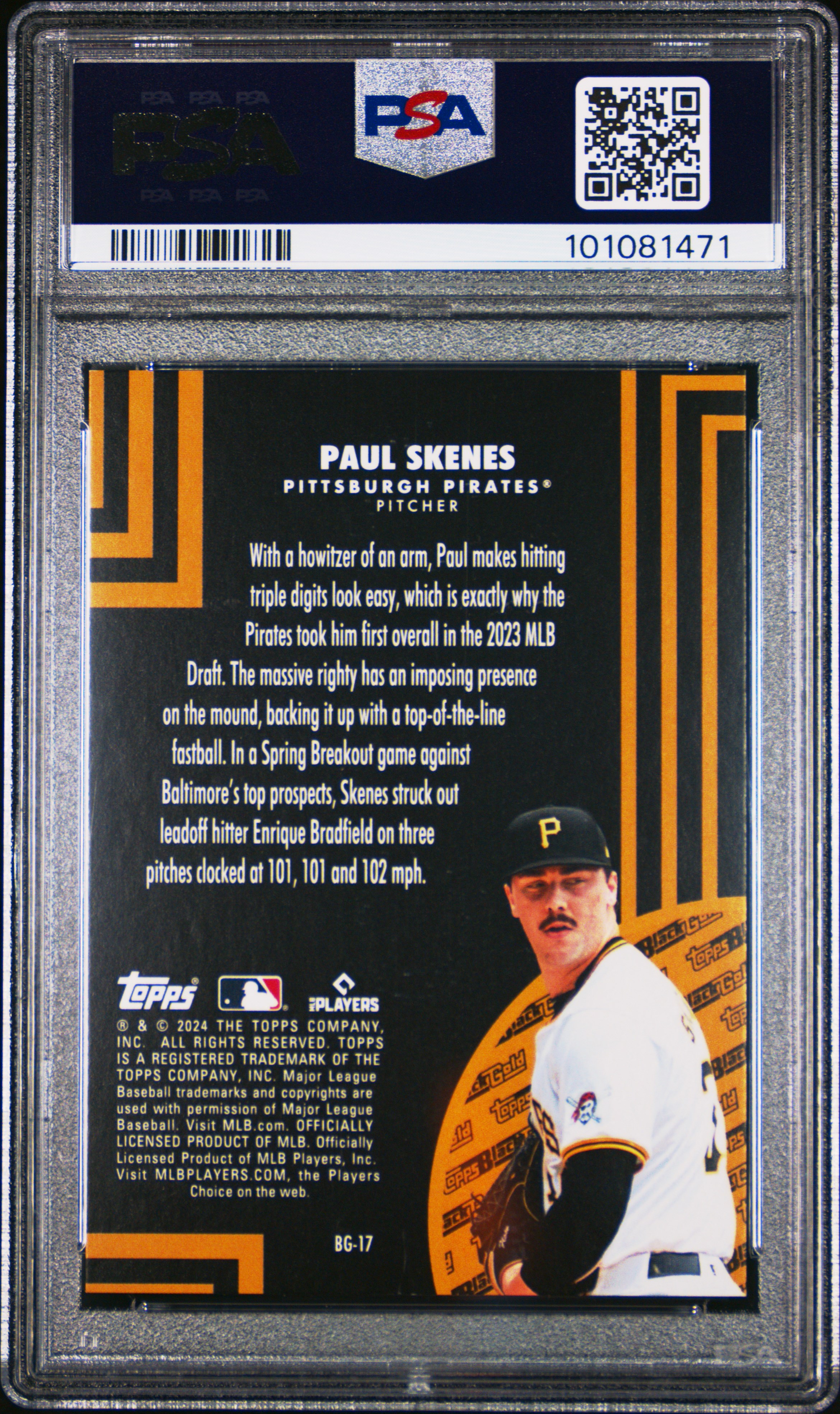 2024 Topps Update Topps Black Gold Paul Skenes #Bg17 (Black Gold-Black) Mint 9 back