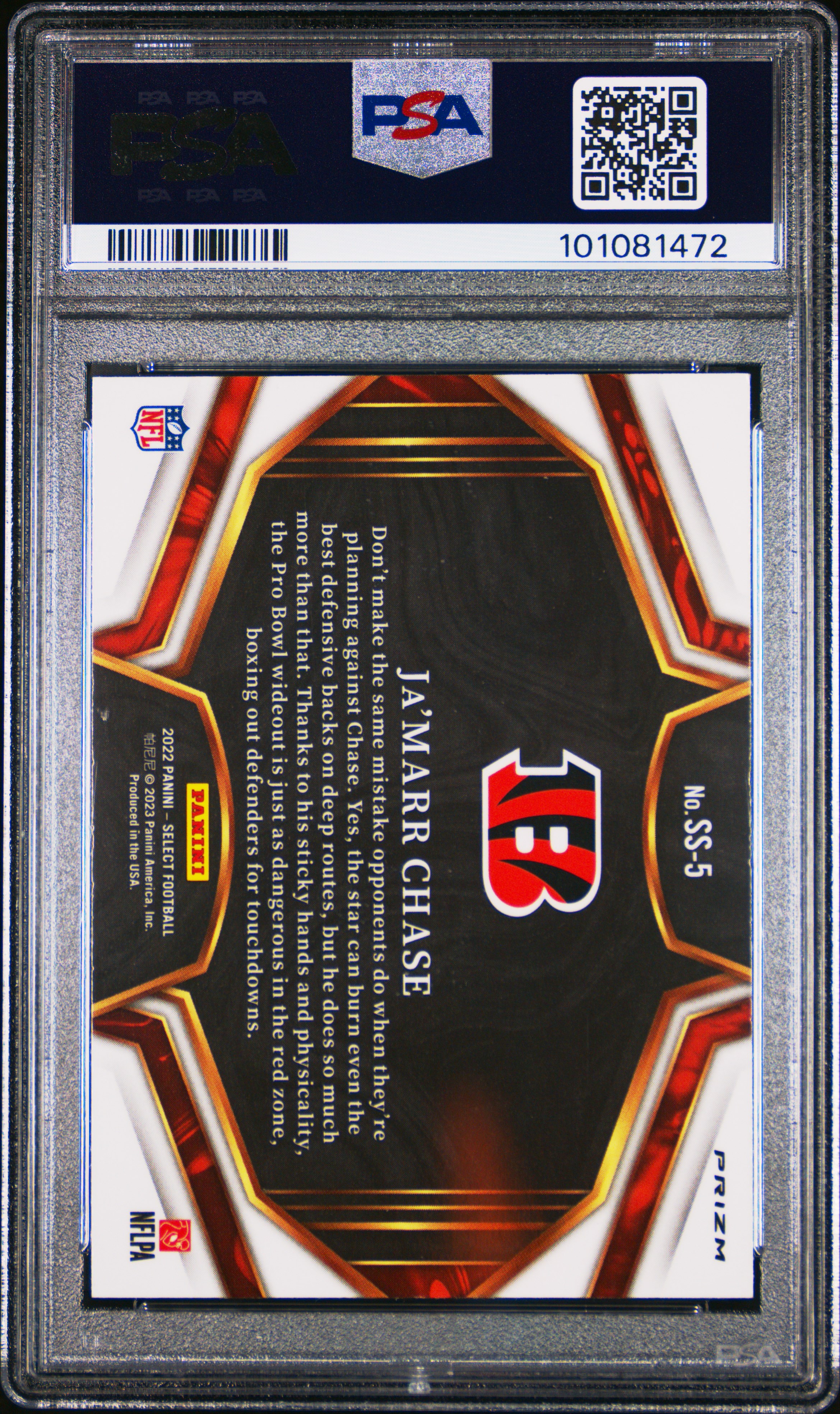 2022 Panini Select Snapshots Ja'marr Chase #Ss5 (Snapshots-Silver Prizm) Gem Mt 10 back