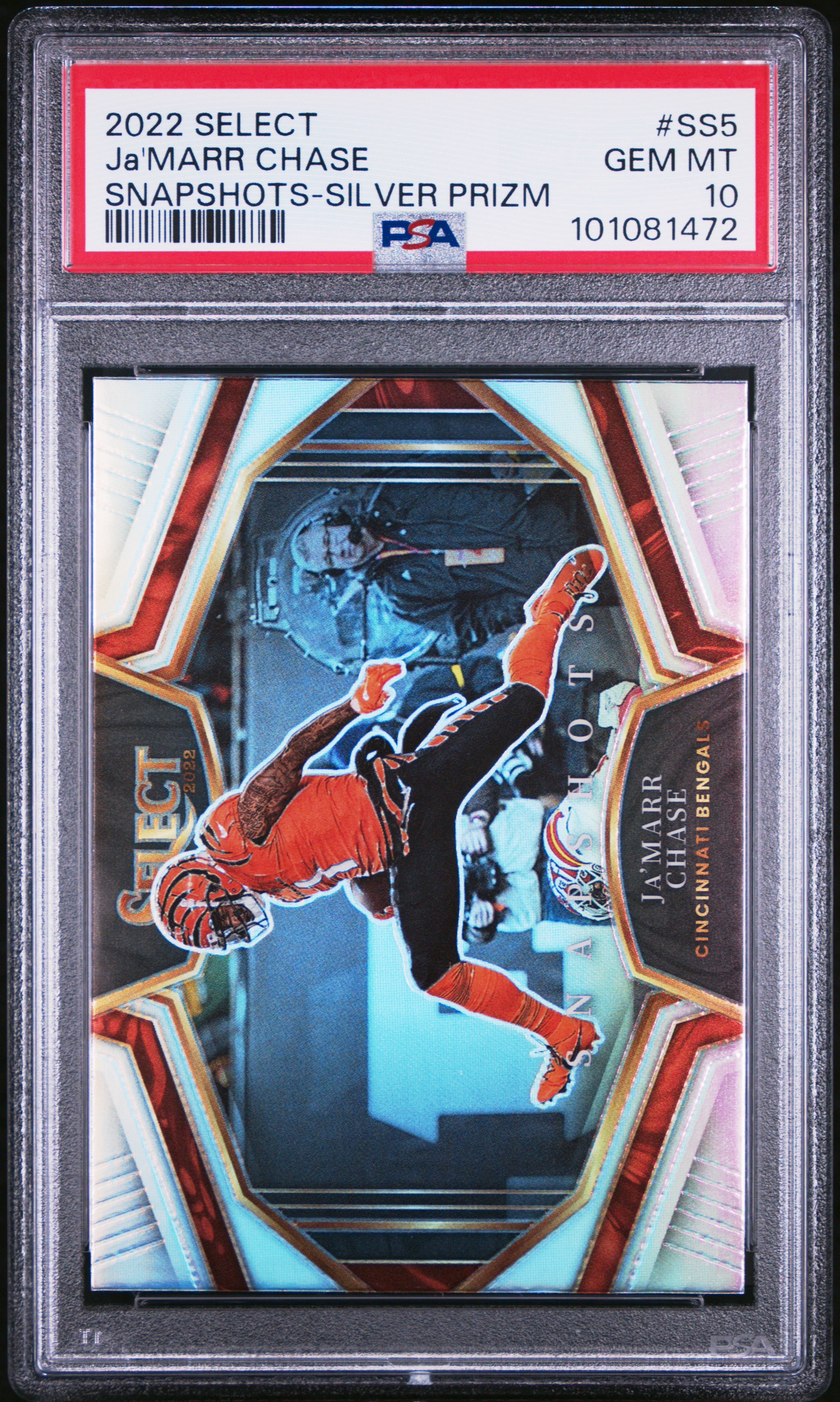 2022 Panini Select Snapshots Ja'marr Chase #Ss5 (Snapshots-Silver Prizm) Gem Mt 10 front