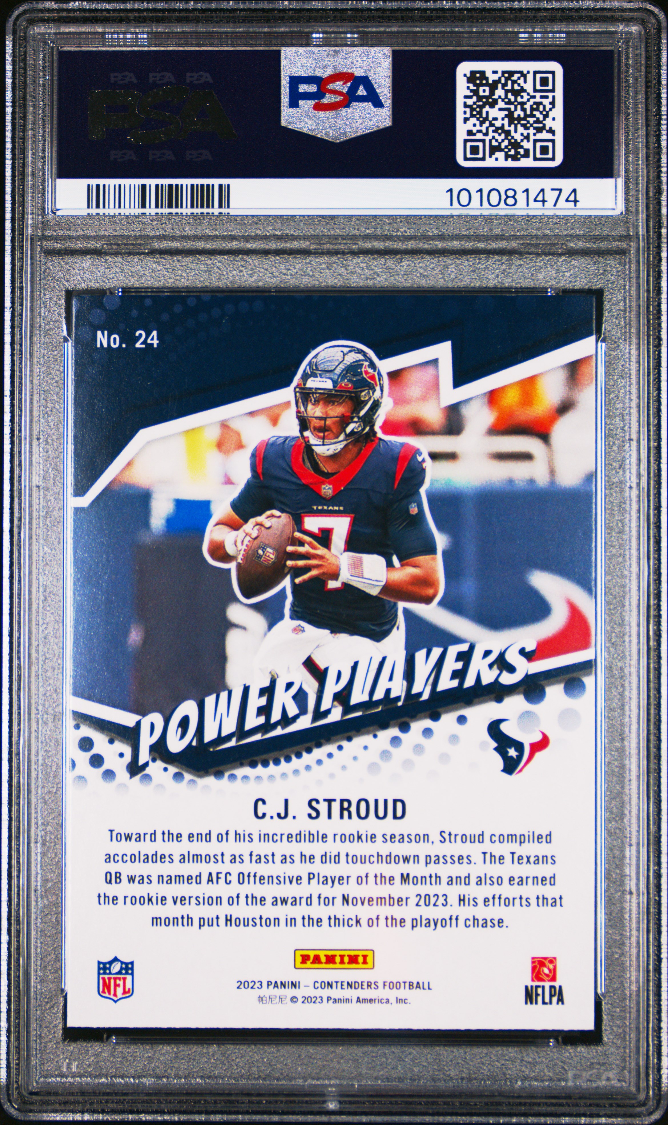 2023 Panini Contenders Power Players Cj Stroud #24 Gem Mt 10 back