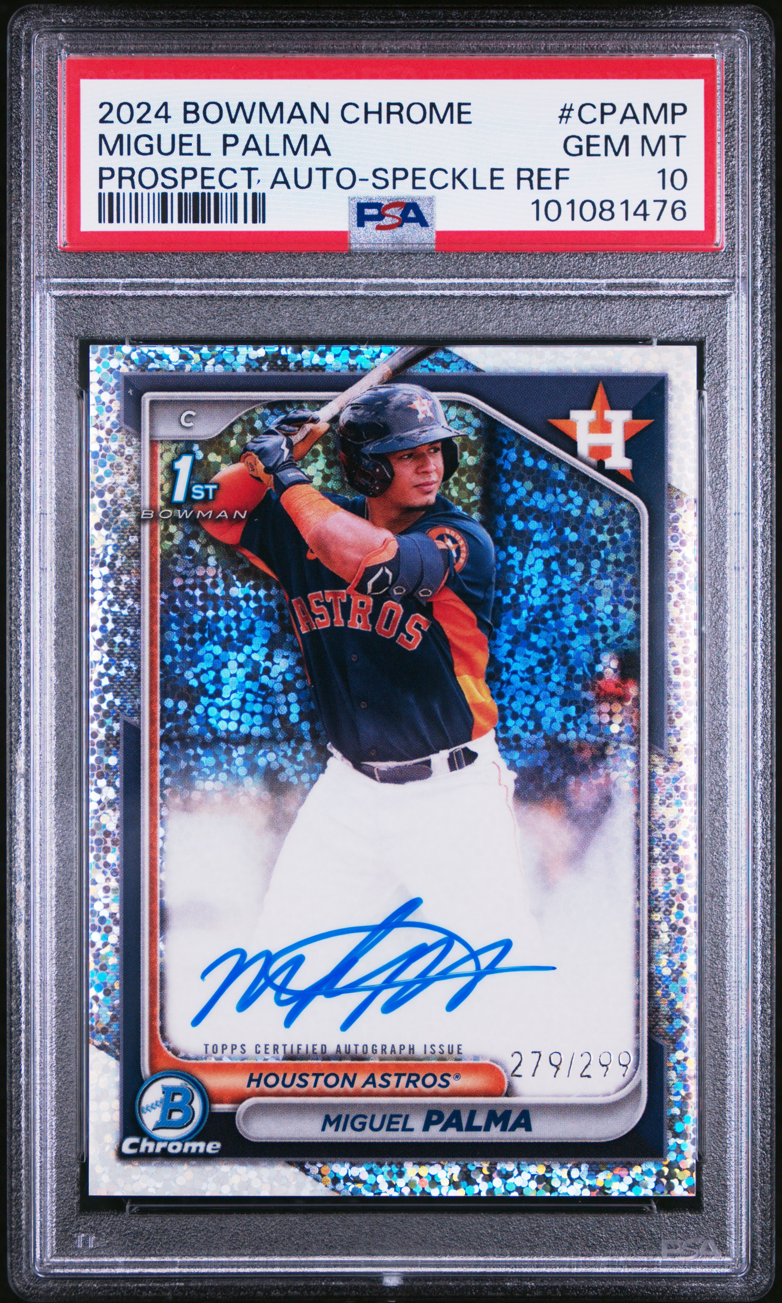 2024 Bowman Chrome Prospect Autographs Miguel Palma #Cpamp (Prospect Auto-Speckle Ref) Gem Mt 10 front