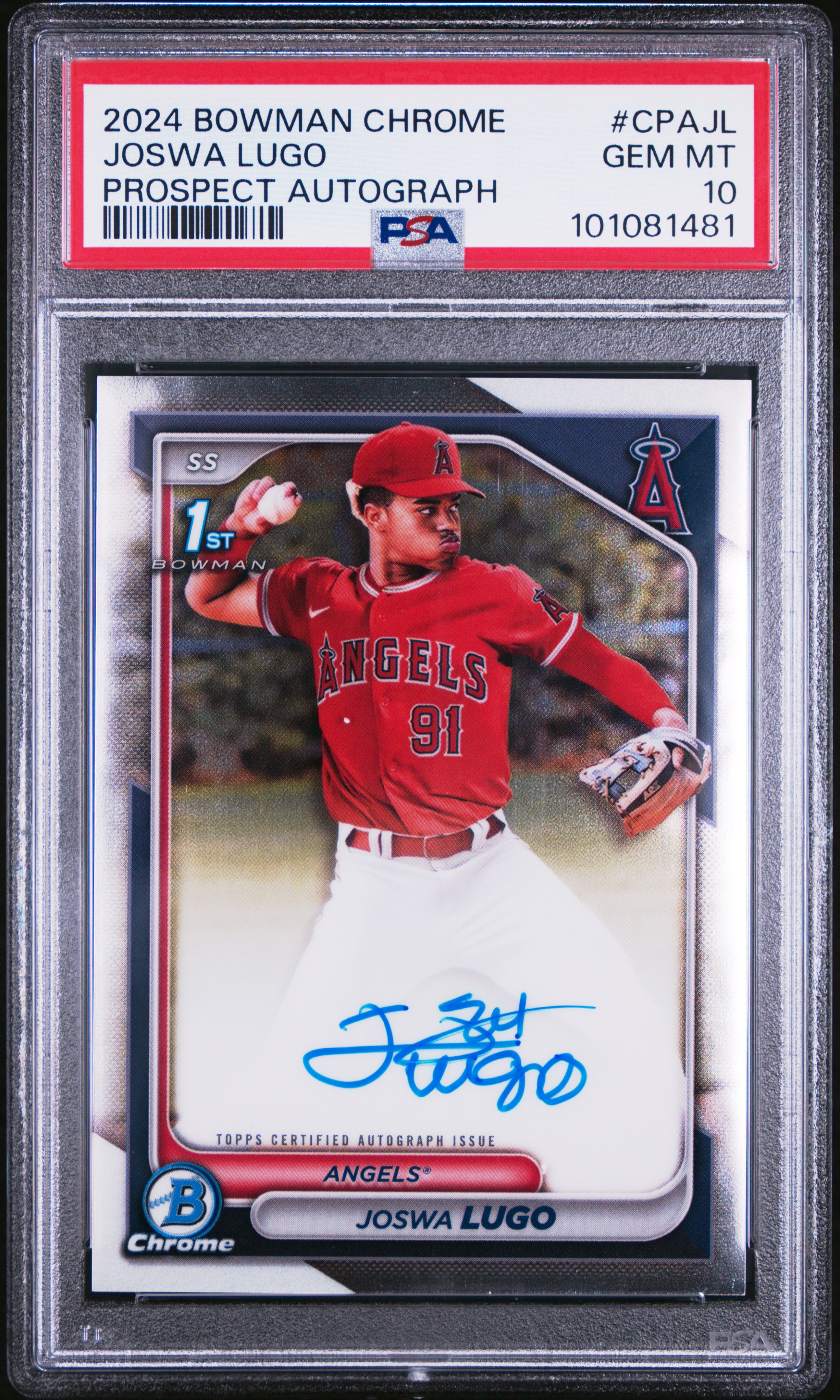 2024 Bowman Chrome Prospect Autographs Joswa Lugo #Cpajl (Prospect Autograph) Gem Mt 10 front