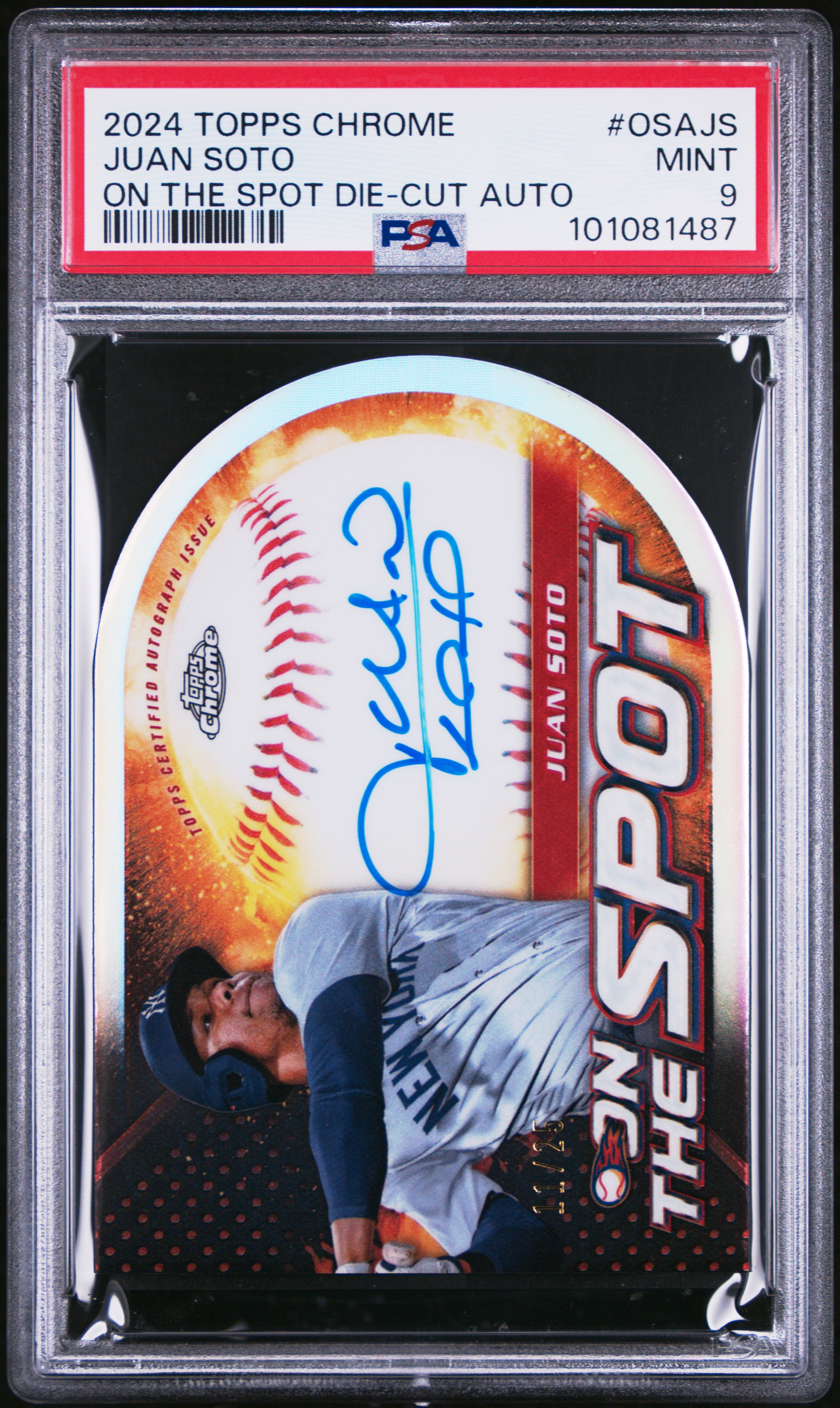 2024 Topps Chrome On The Spot Die-Cut Autographs Juan Soto #Osajs Mint 9 front