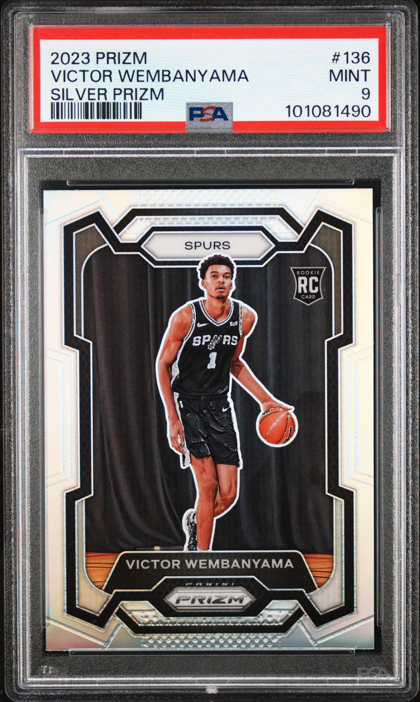 2023 Panini Prizm Victor Wembanyama #136 (Silver Prizm) Mint 9 front