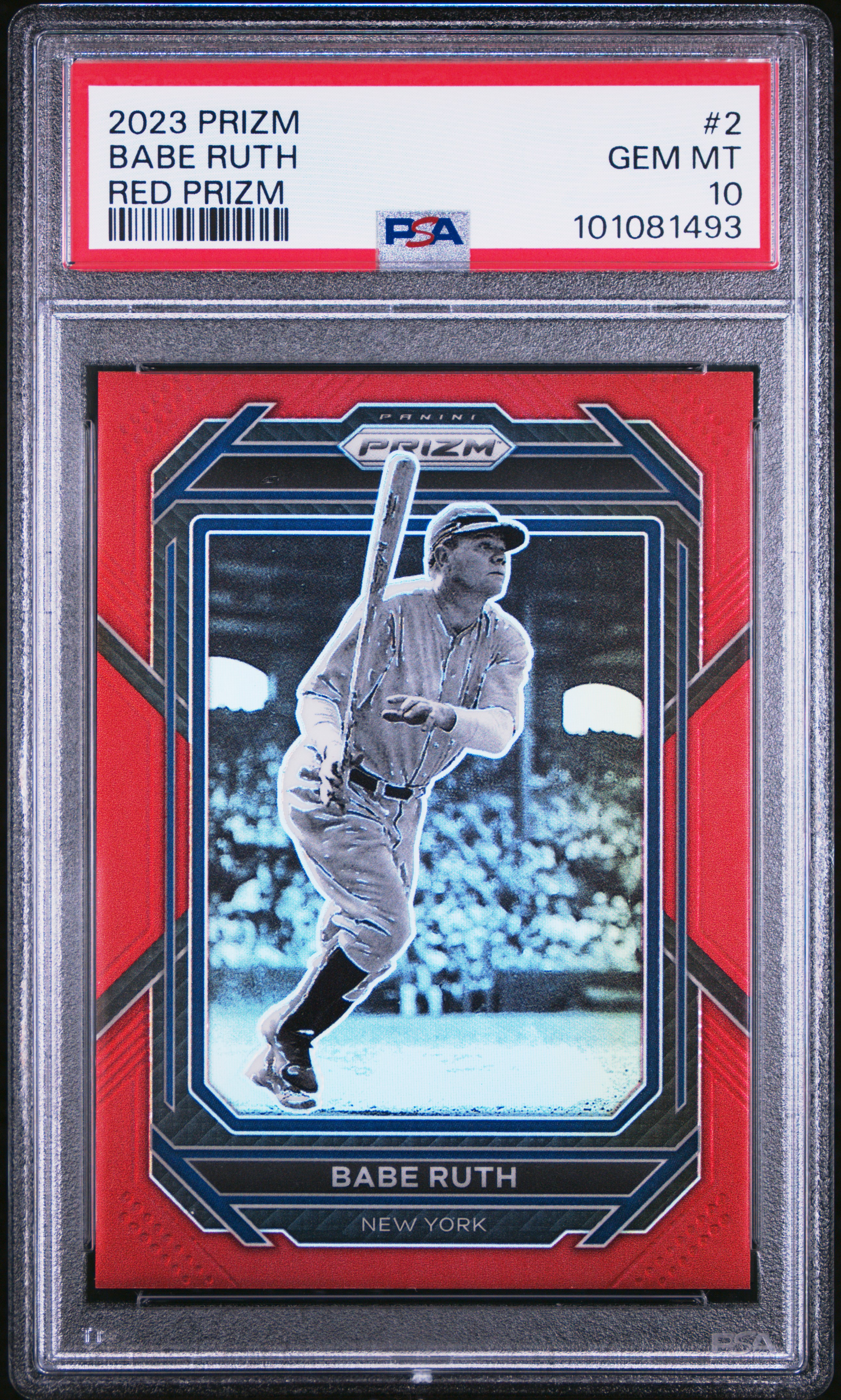 2023 Panini Prizm Babe Ruth #2 (Red Prizm) Gem Mt 10 front