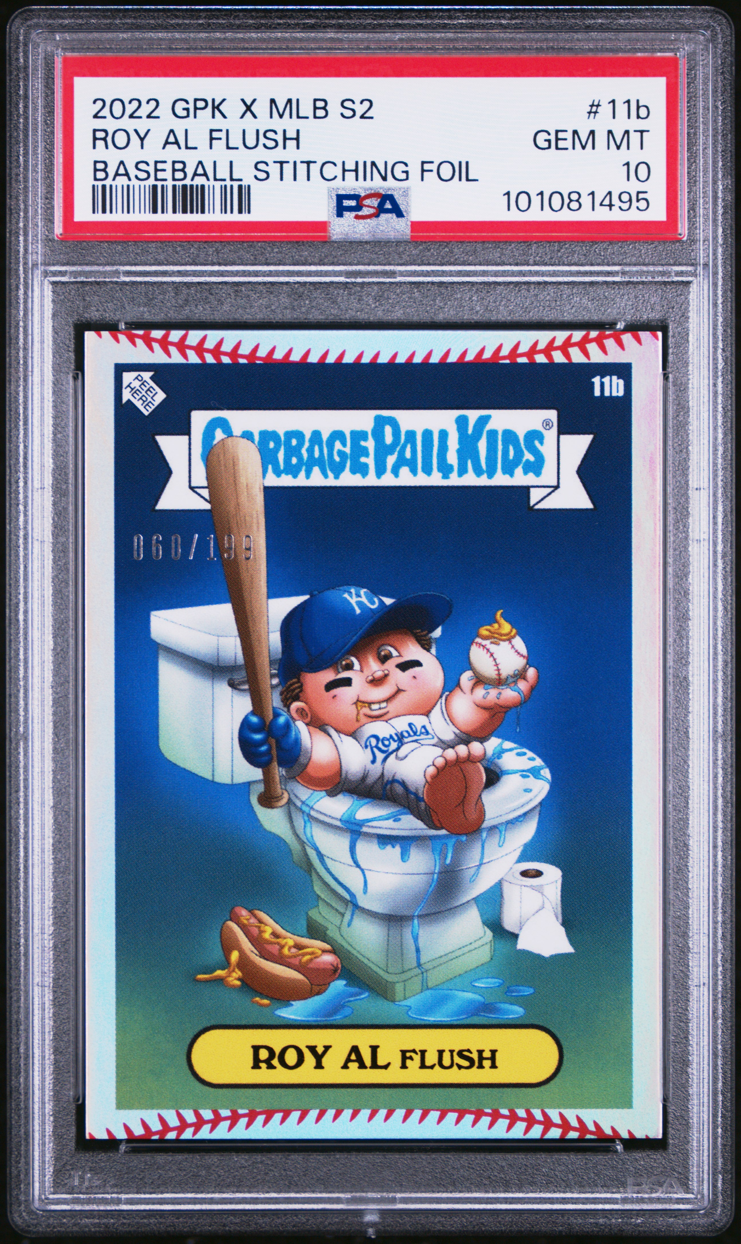 2022 Topps Garbage Pail Kids Gpk X Mlb Series 2 Alex Pardee Roy Al Flush #11B (Baseball Stitching Foil) Gem Mt 10 front