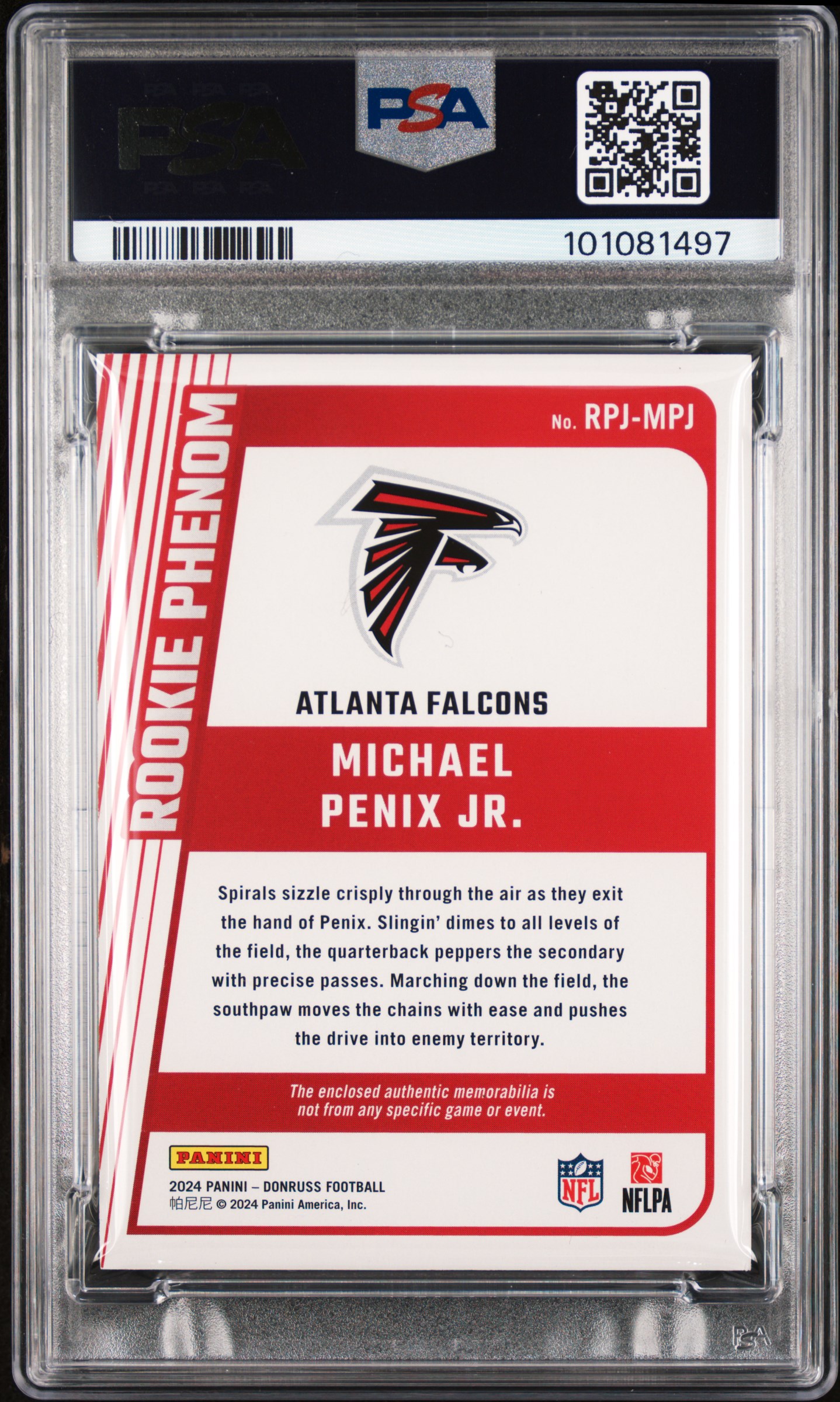 2024 Panini Donruss Rookie Phenom Jerseys Michael Penix Jr. #Rpjmpj Mint 9 back