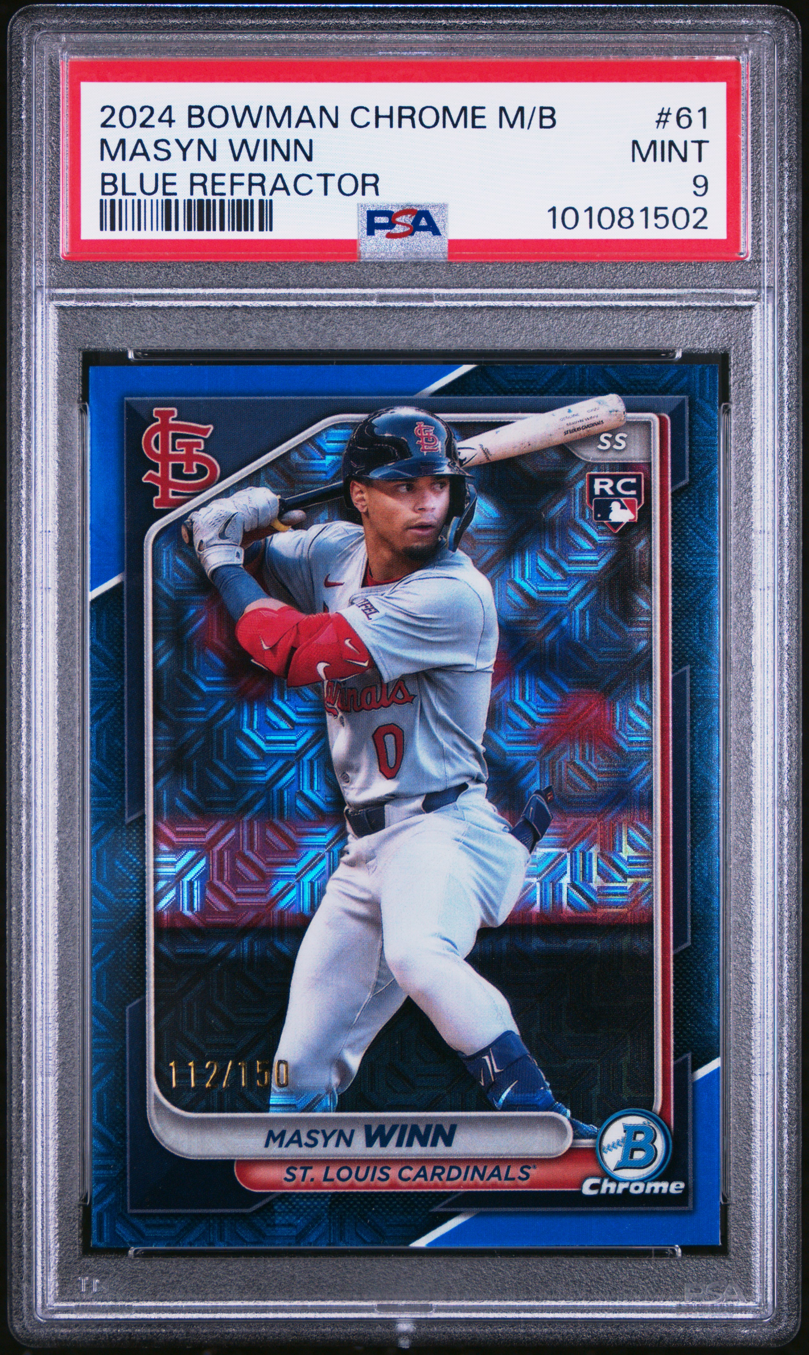 2024 Bowman Chrome Mega Box Masyn Winn #61 (Blue Refractor) Mint 9 front