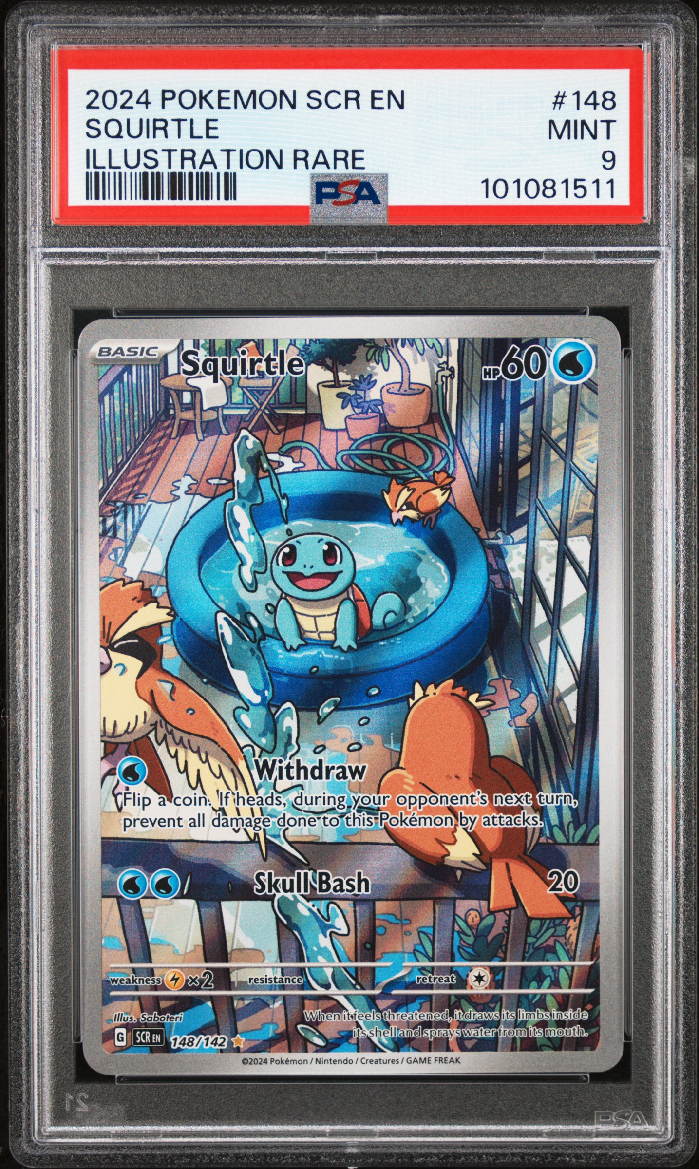 2024 Pokemon Scr En-Stellar Crown Squirtle #148 (Illustration Rare) Mint 9 front
