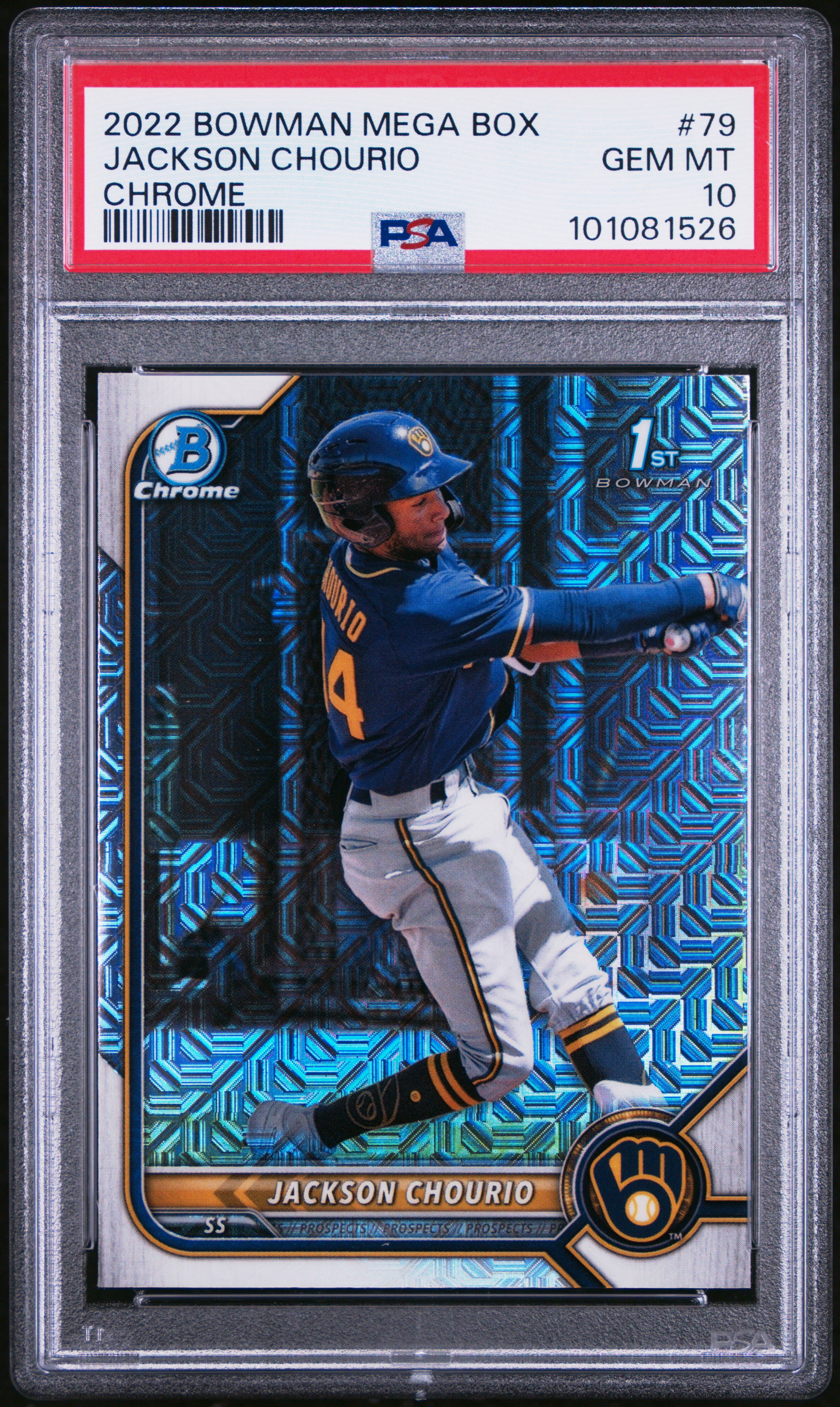2022 Bowman Mega Box Chrome Jackson Chourio #79 (Chrome) Gem Mt 10 front