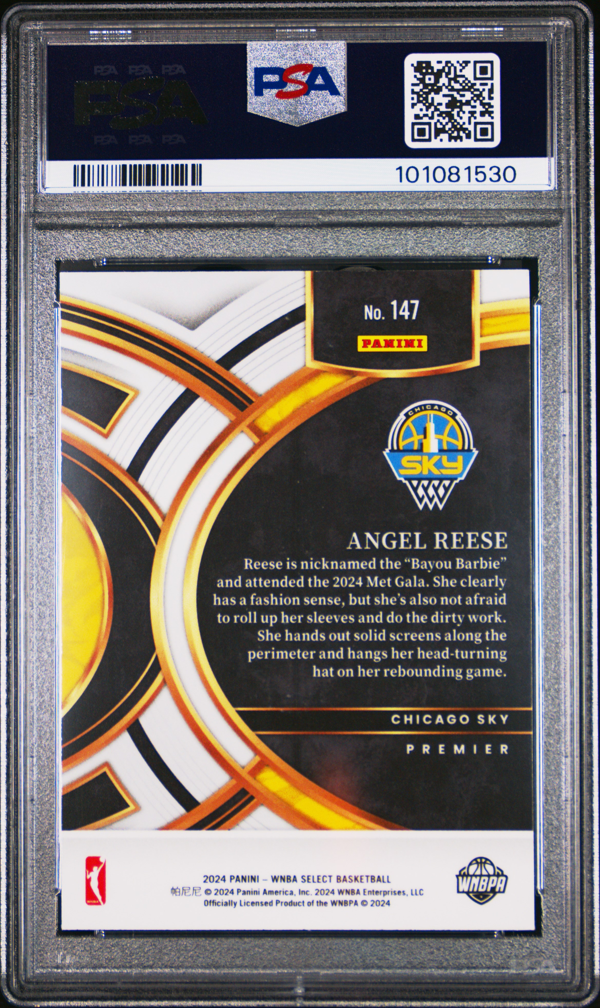 2024 Panini Select Wnba Angel Reese #147 Gem Mt 10 back