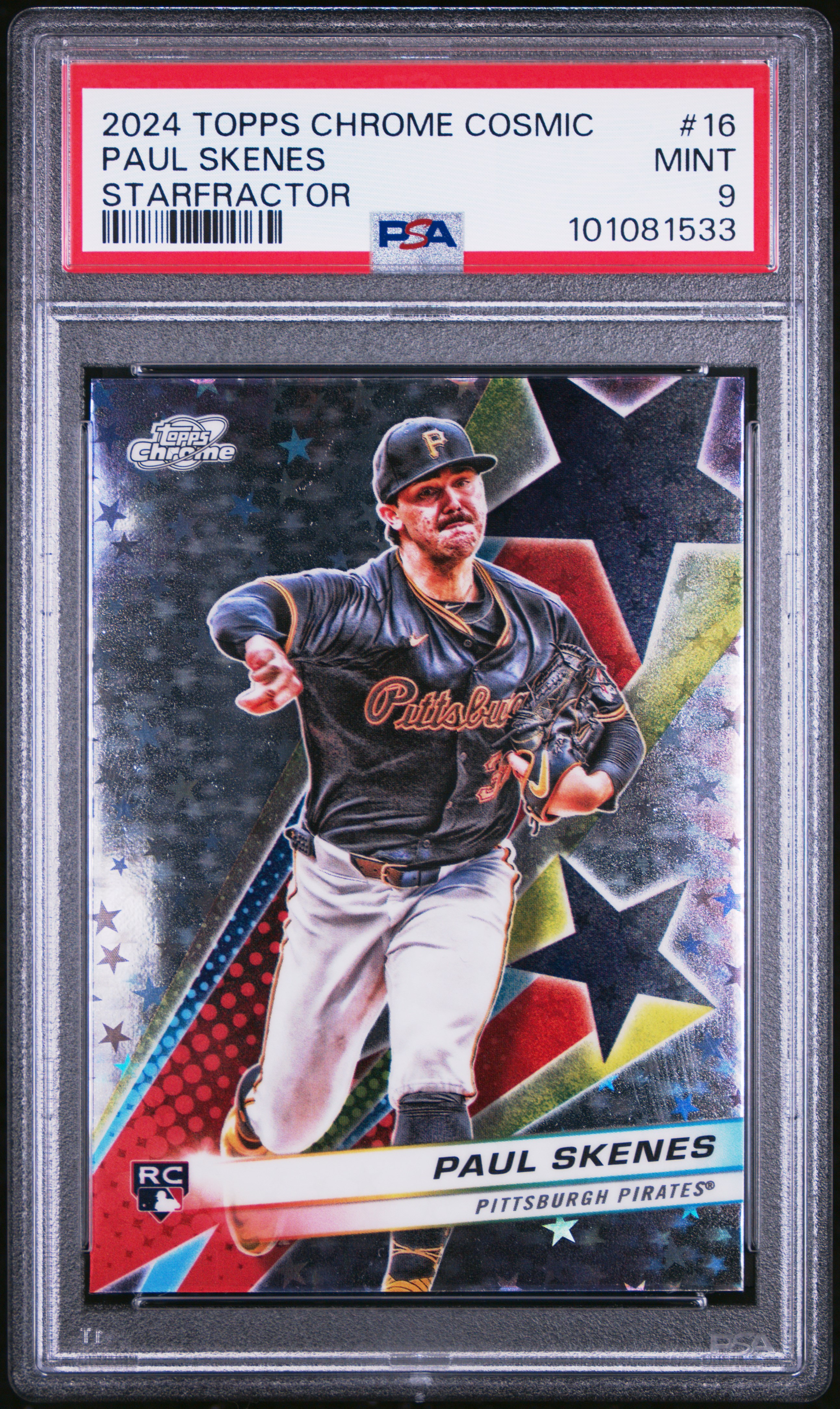 2024 Topps Chrome Cosmic Starfractor Paul Skenes #16 Mint 9 front