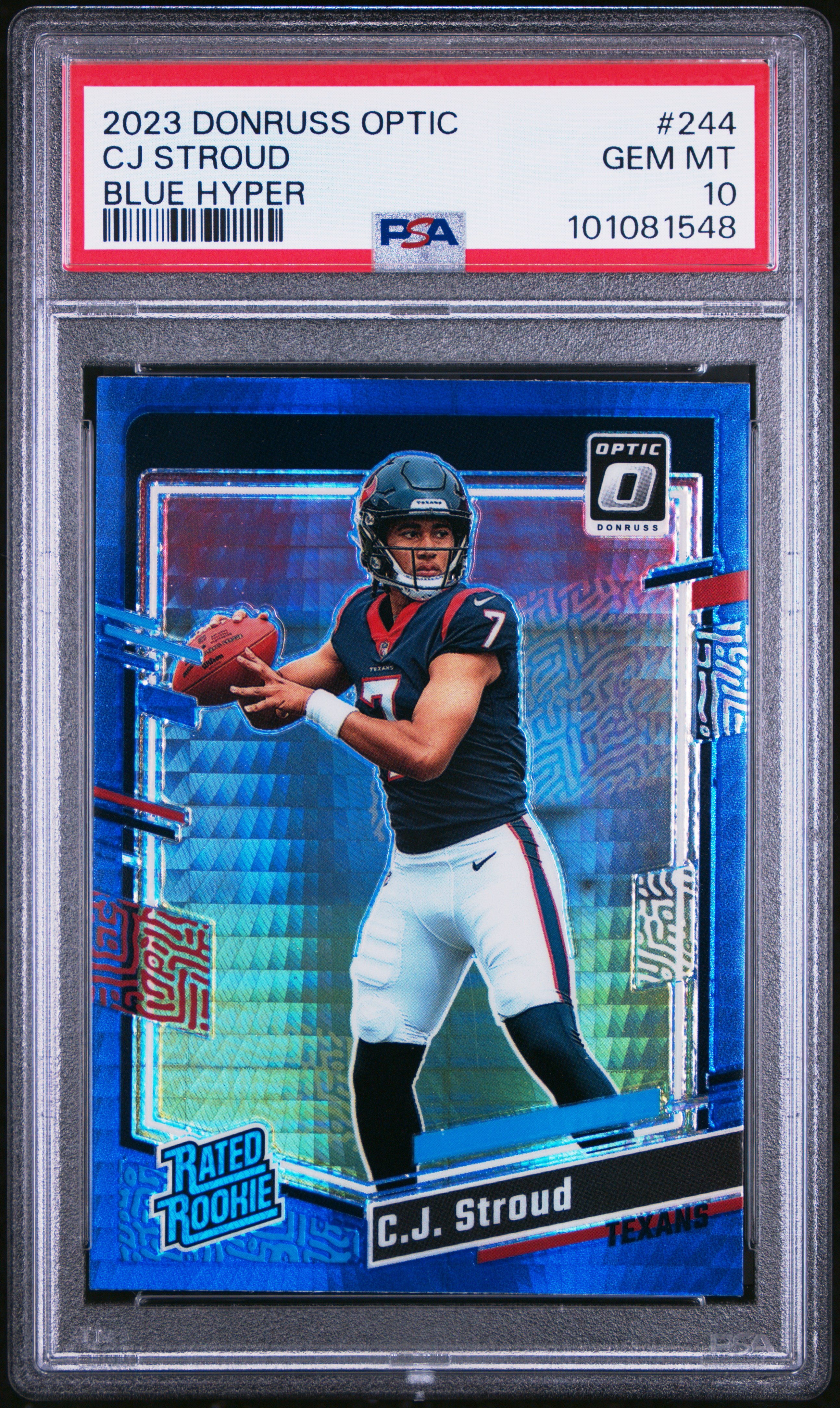 2023 Panini Donruss Optic Cj Stroud #244 (Blue Hyper) Gem Mt 10 front