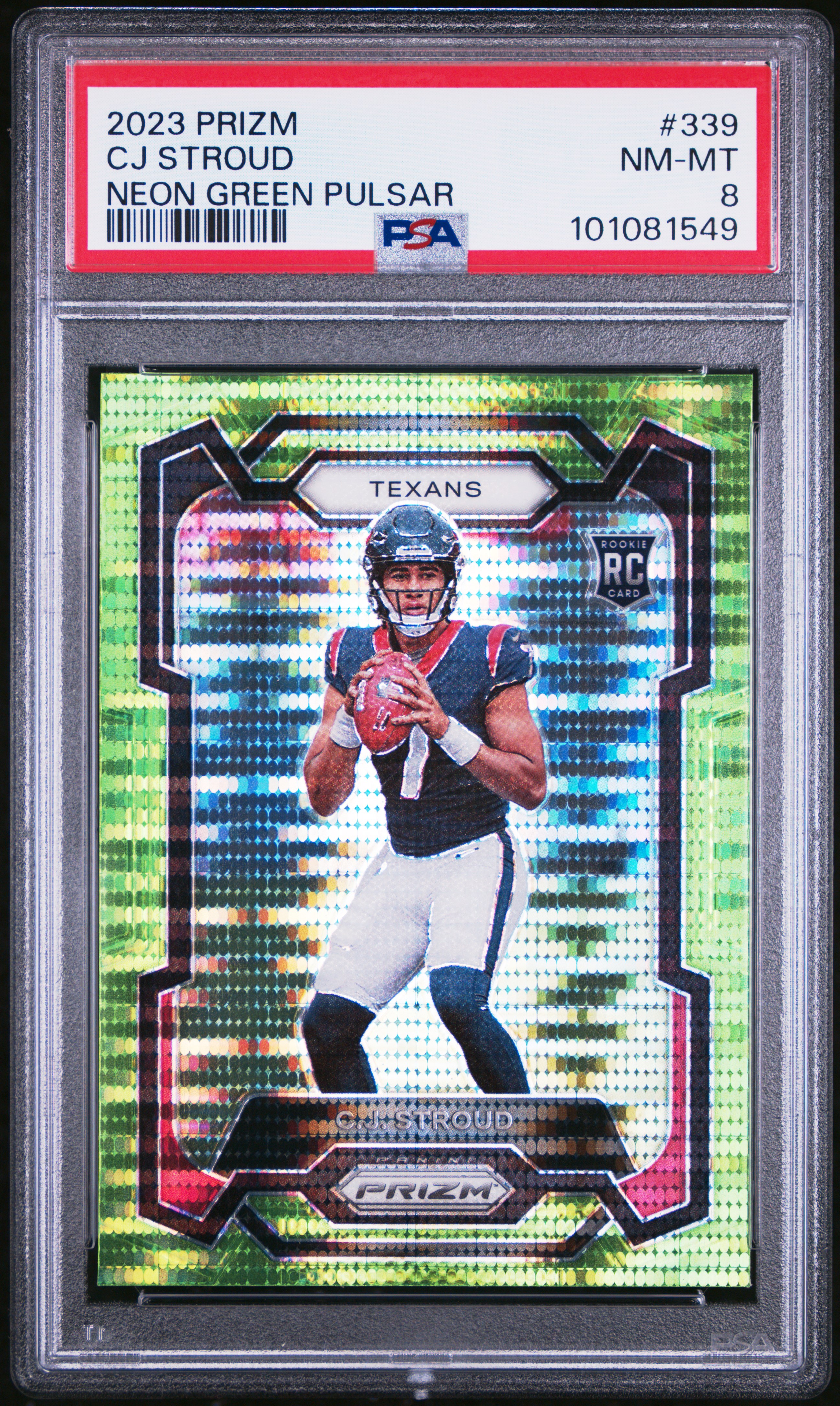 2023 Panini Prizm Cj Stroud #339 (Neon Green Pulsar) Nm-Mt 8 front