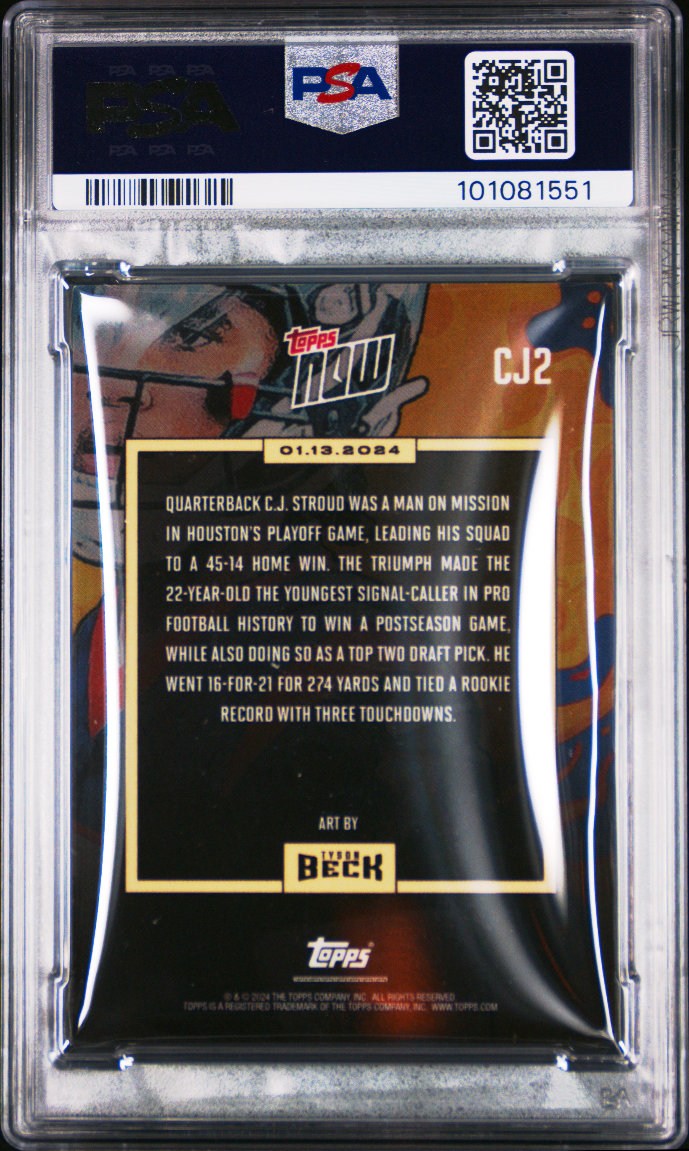 2023 Topps Now X Tyson Beck X C.j. Stroud C.j. Stroud #Cj2 Mint 9 back