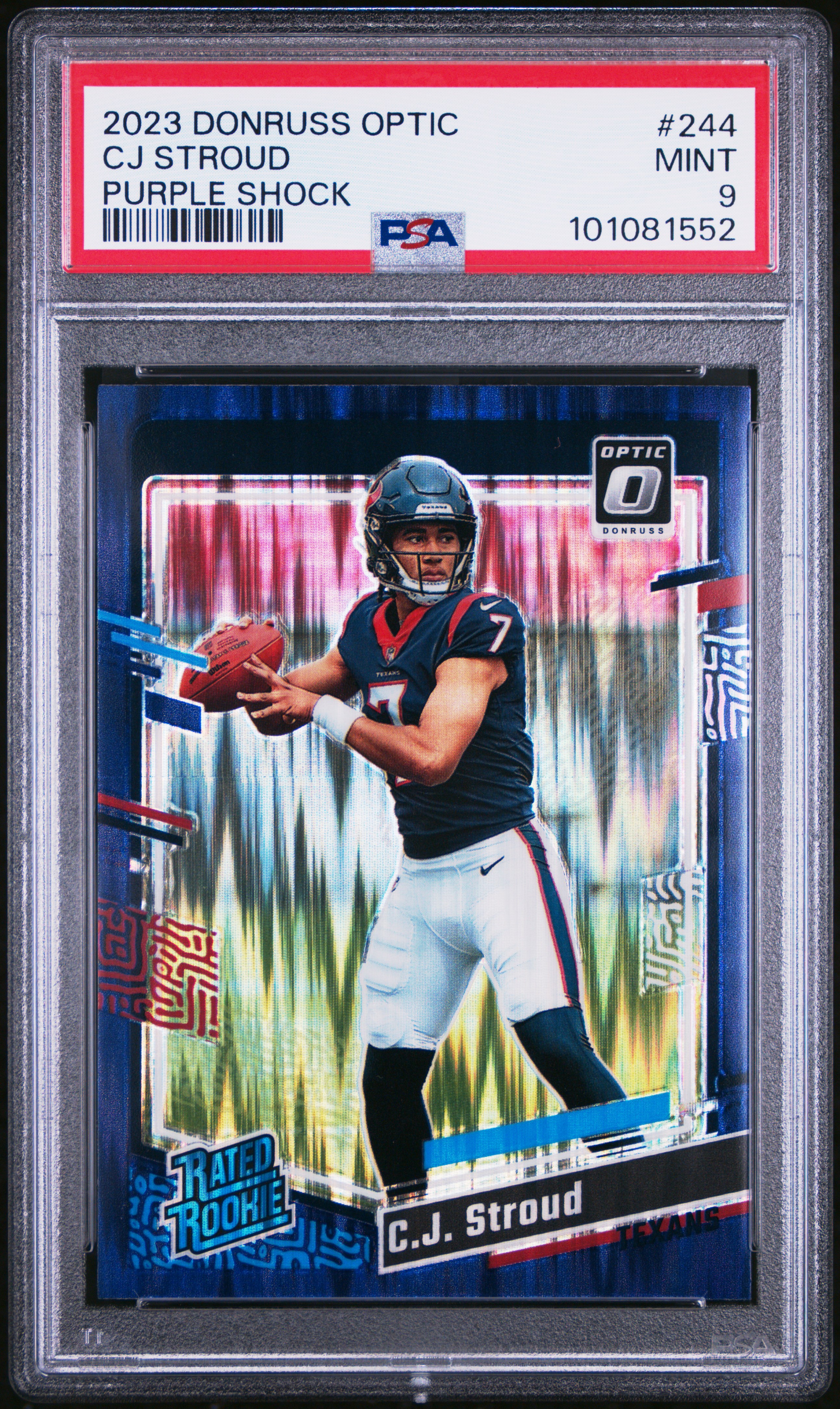 2023 Panini Donruss Optic Cj Stroud #244 (Purple Shock) Mint 9 front