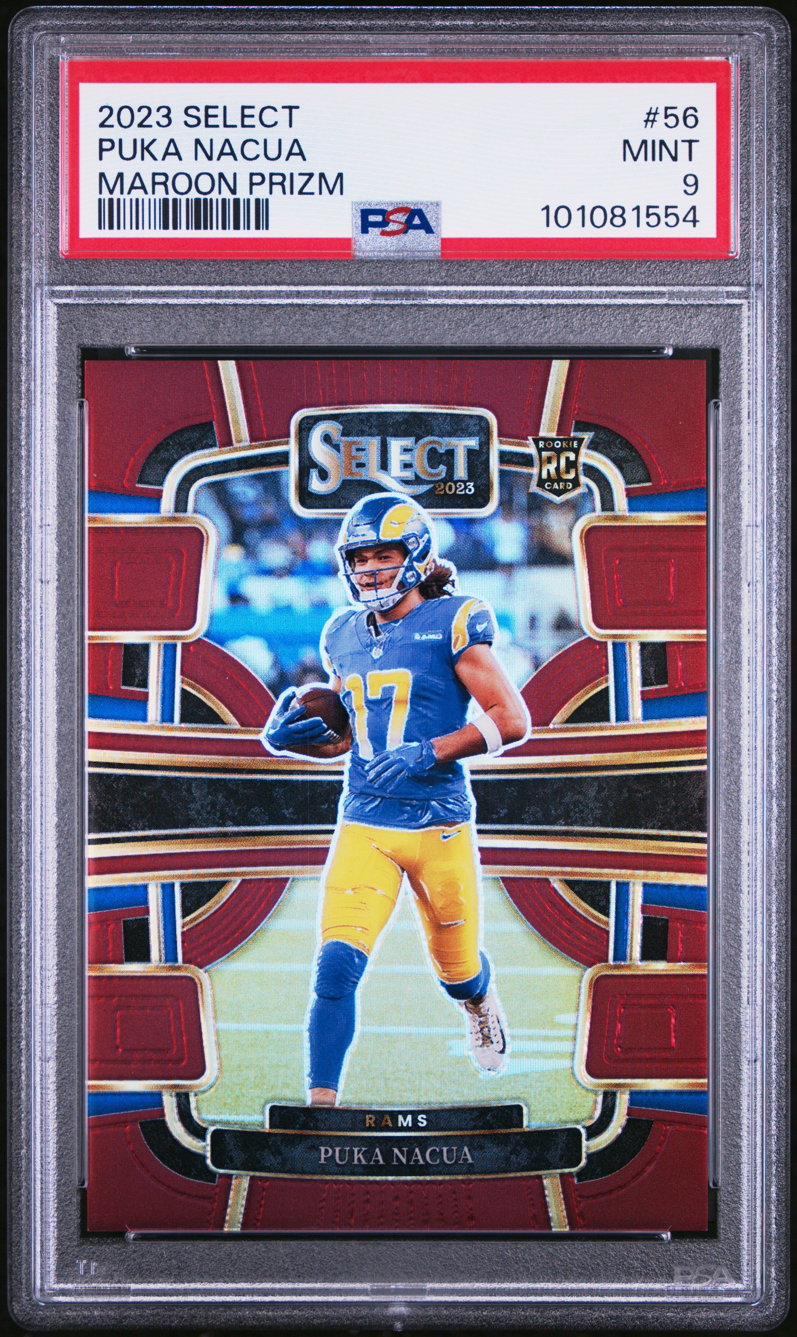 2023 Panini Select Puka Nacua #56 (Maroon Prizm) Mint 9 front