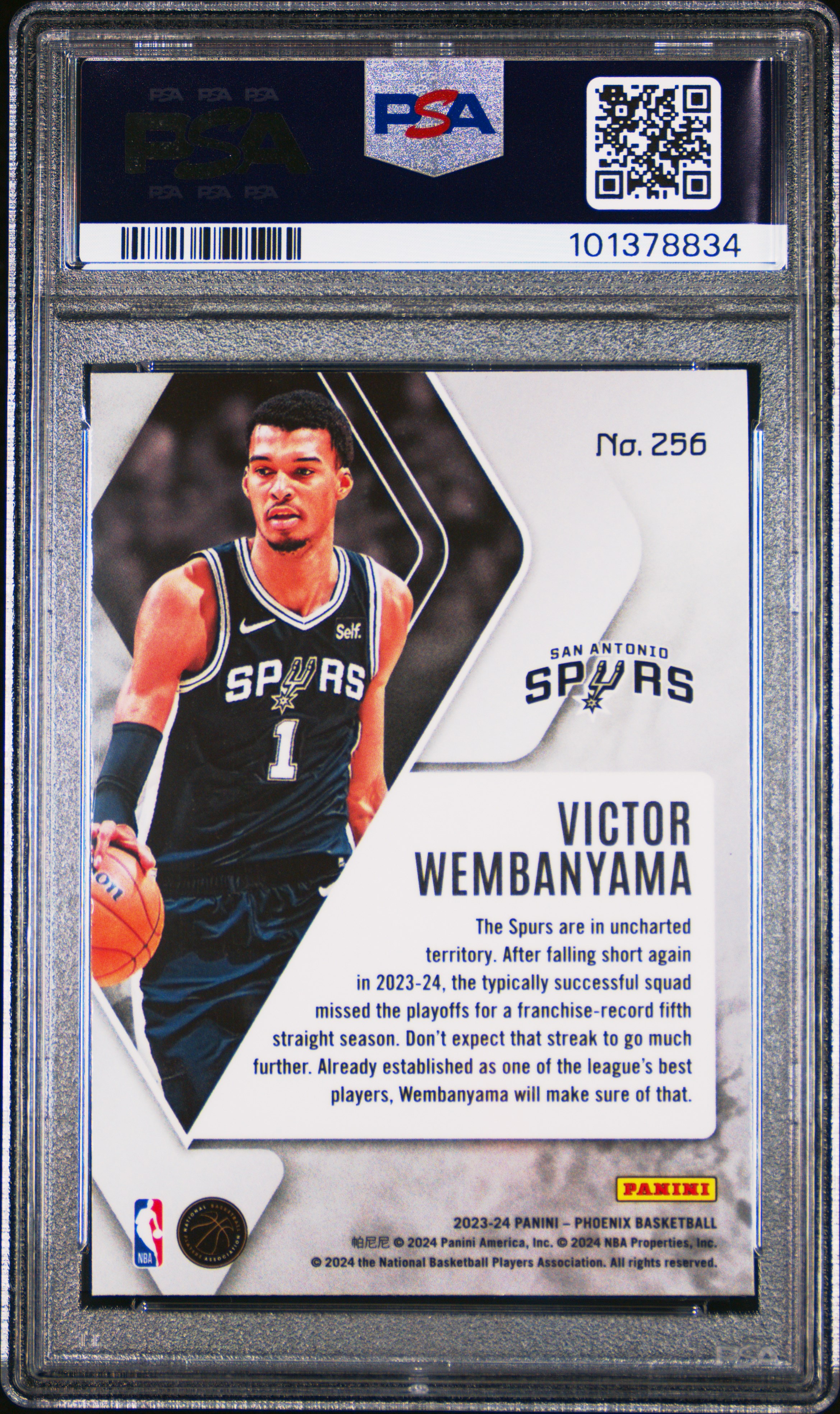 2023 Panini Phoenix Victor Wembanyama #256 Gem Mt 10 back