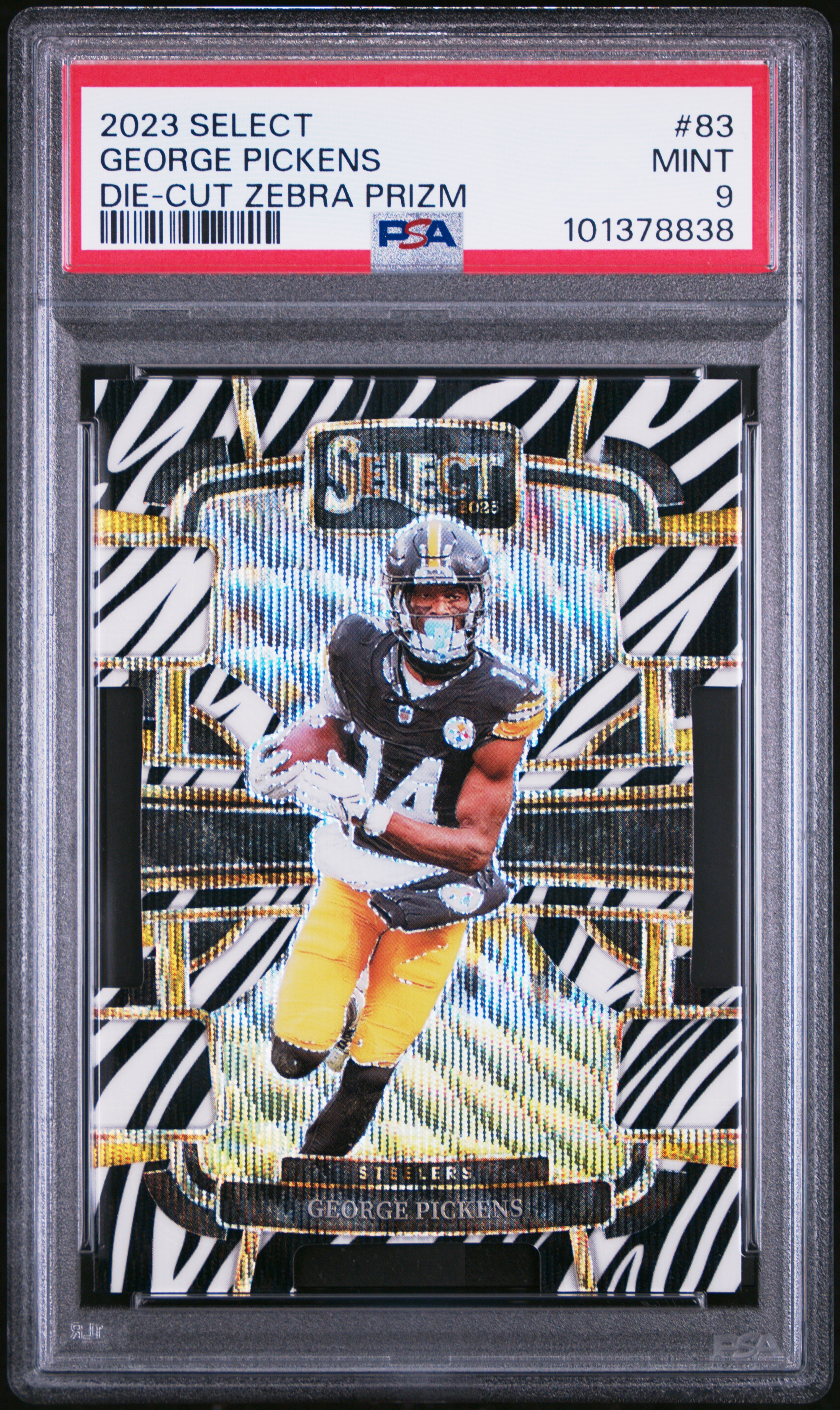 2023 Panini Select George Pickens #83 (Die-Cut Zebra Prizm) Mint 9 front