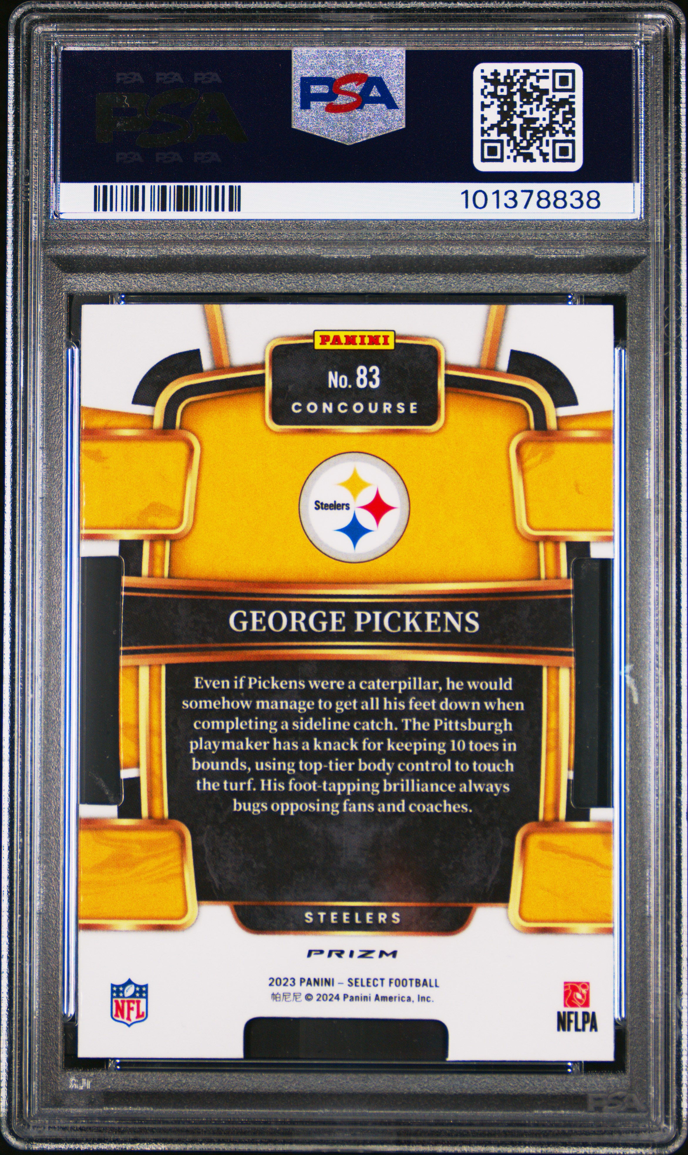 2023 Panini Select George Pickens #83 (Die-Cut Zebra Prizm) Mint 9 back