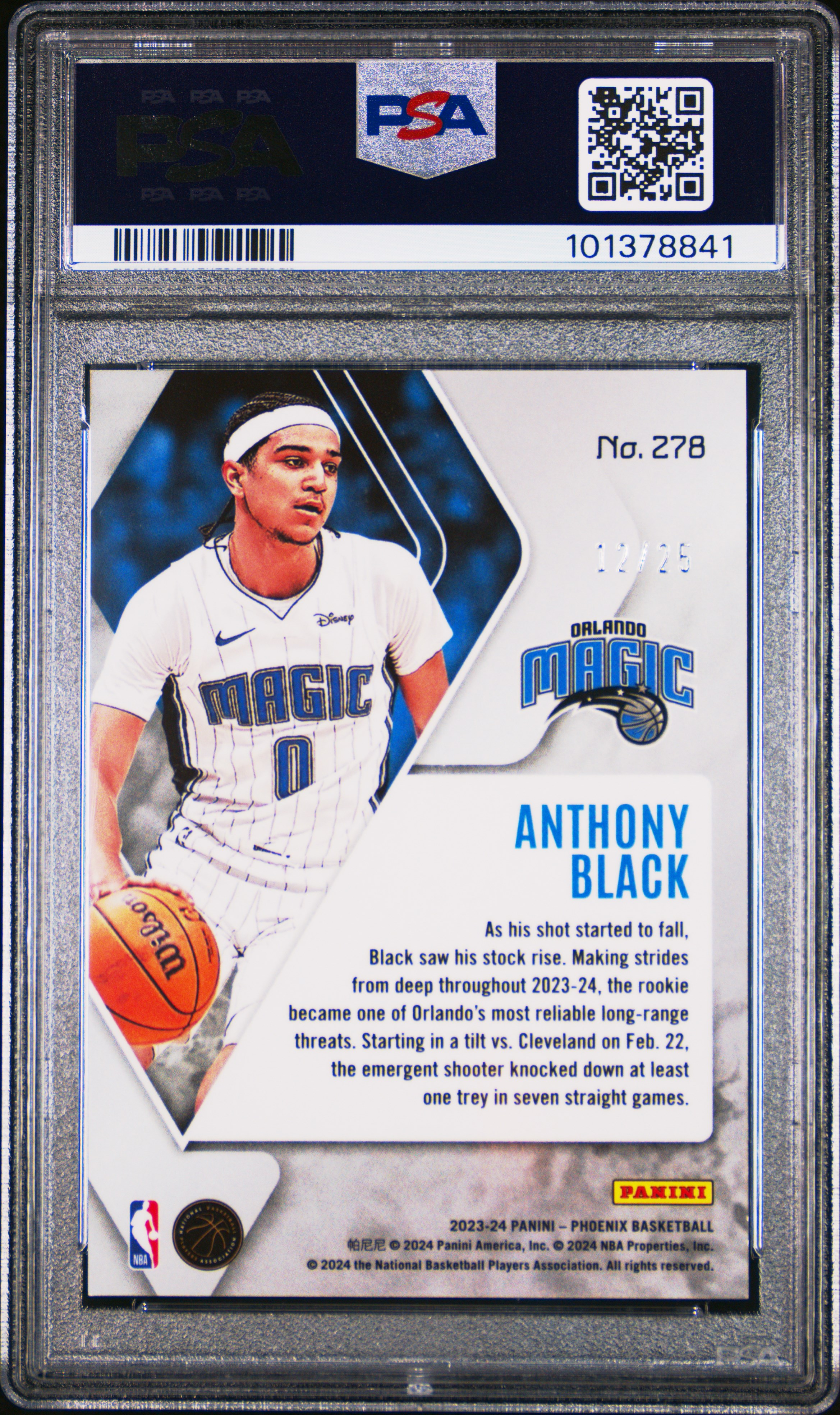 2023 Panini Phoenix Anthony Black #278 (Pink Ice) Gem Mt 10 back