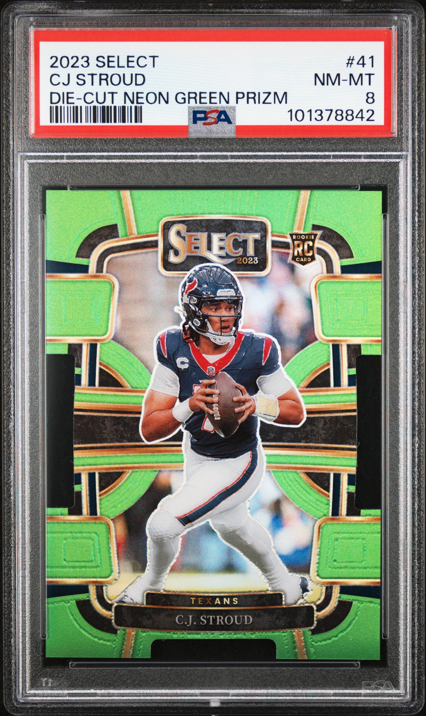 2023 Panini Select Cj Stroud #41 (Die-Cut Neon Green Prizm) Nm-Mt 8 front