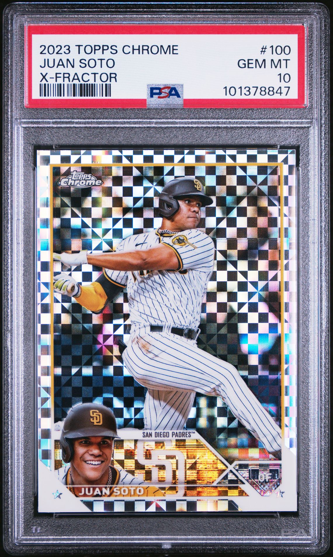 2023 Topps Chrome Juan Soto #100 (X-Fractor) Gem Mt 10 front