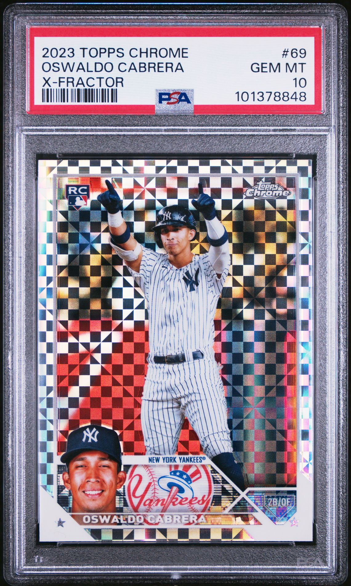 2023 Topps Chrome Oswaldo Cabrera #69 (X-Fractor) Gem Mt 10 front