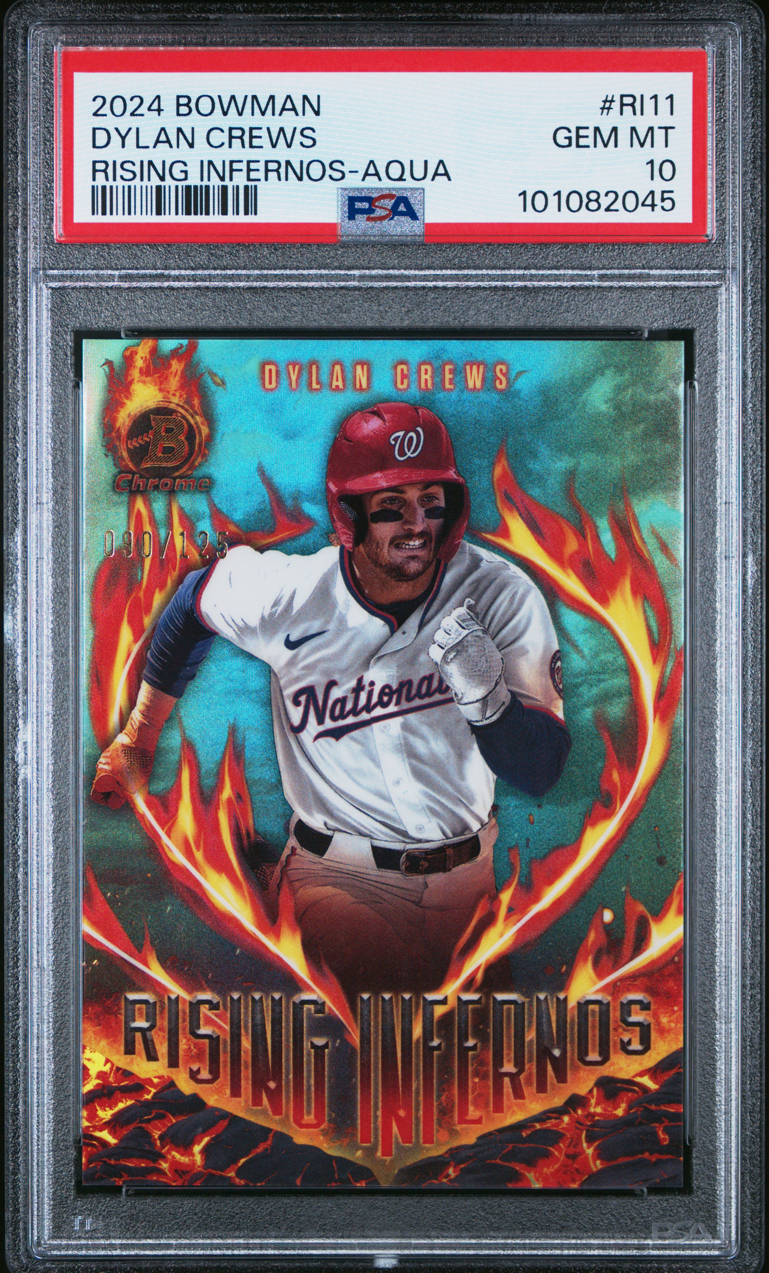 2024 Bowman Rising Infernos Dylan Crews #Ri11 (Rising Infernos-Aqua) Gem Mt 10 front