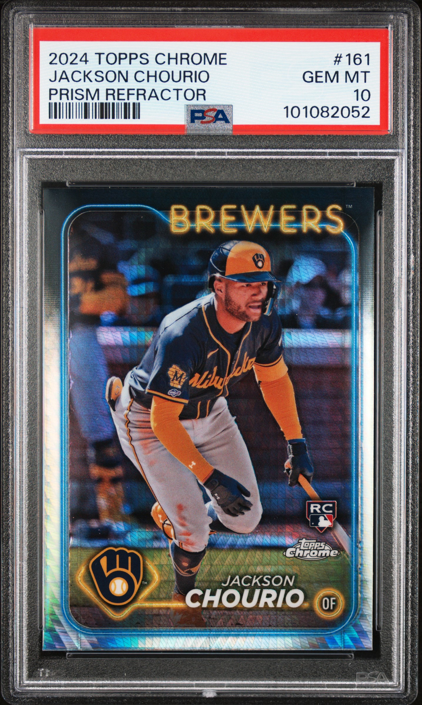 2024 Topps Chrome Jackson Chourio #161 (Prism Refractor) Gem Mt 10 front