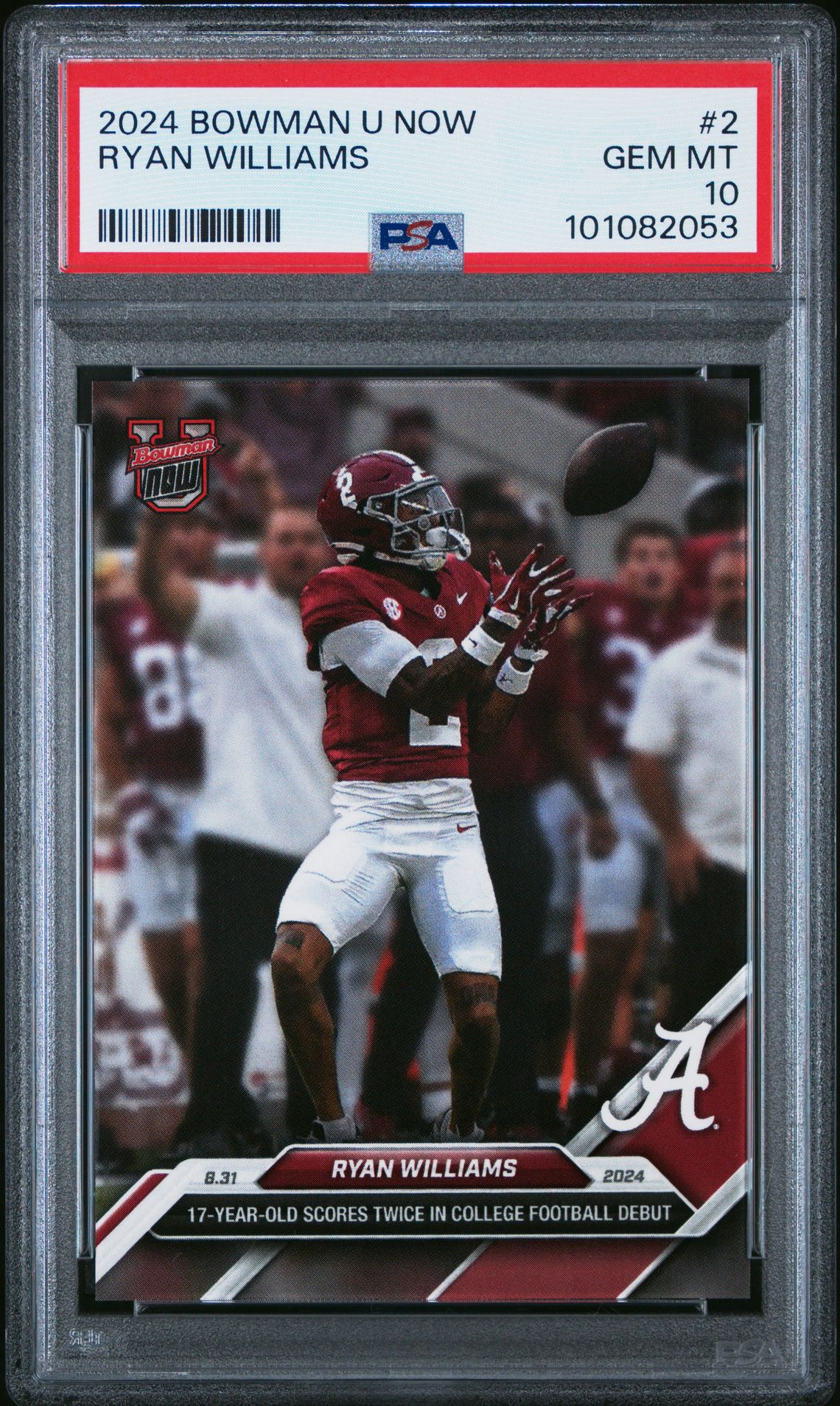 2024 Bowman U Now Ryan Williams #2 Gem Mt 10 front